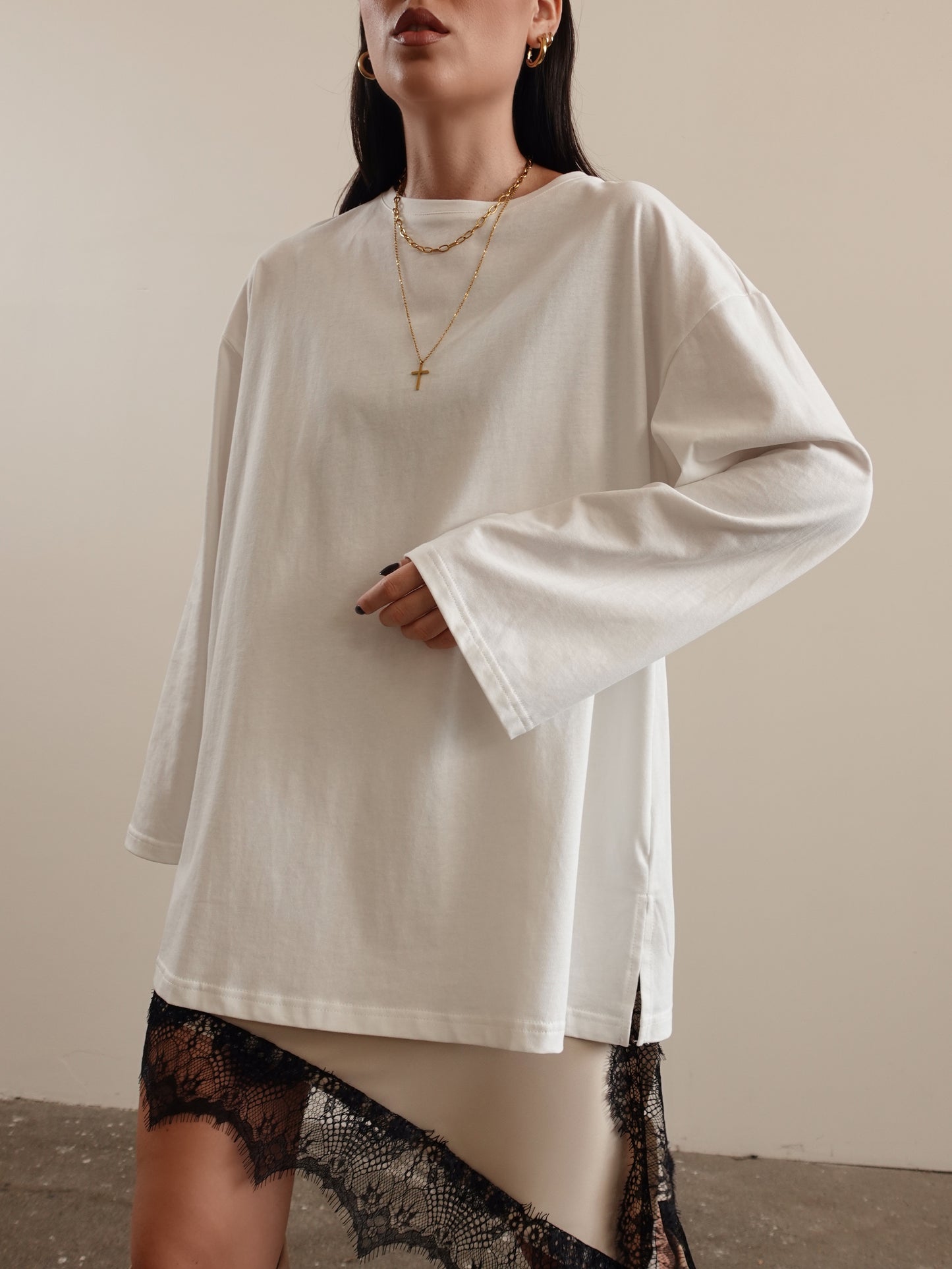 LONG-SLEEVE IN COTONE - BIANCO 3205