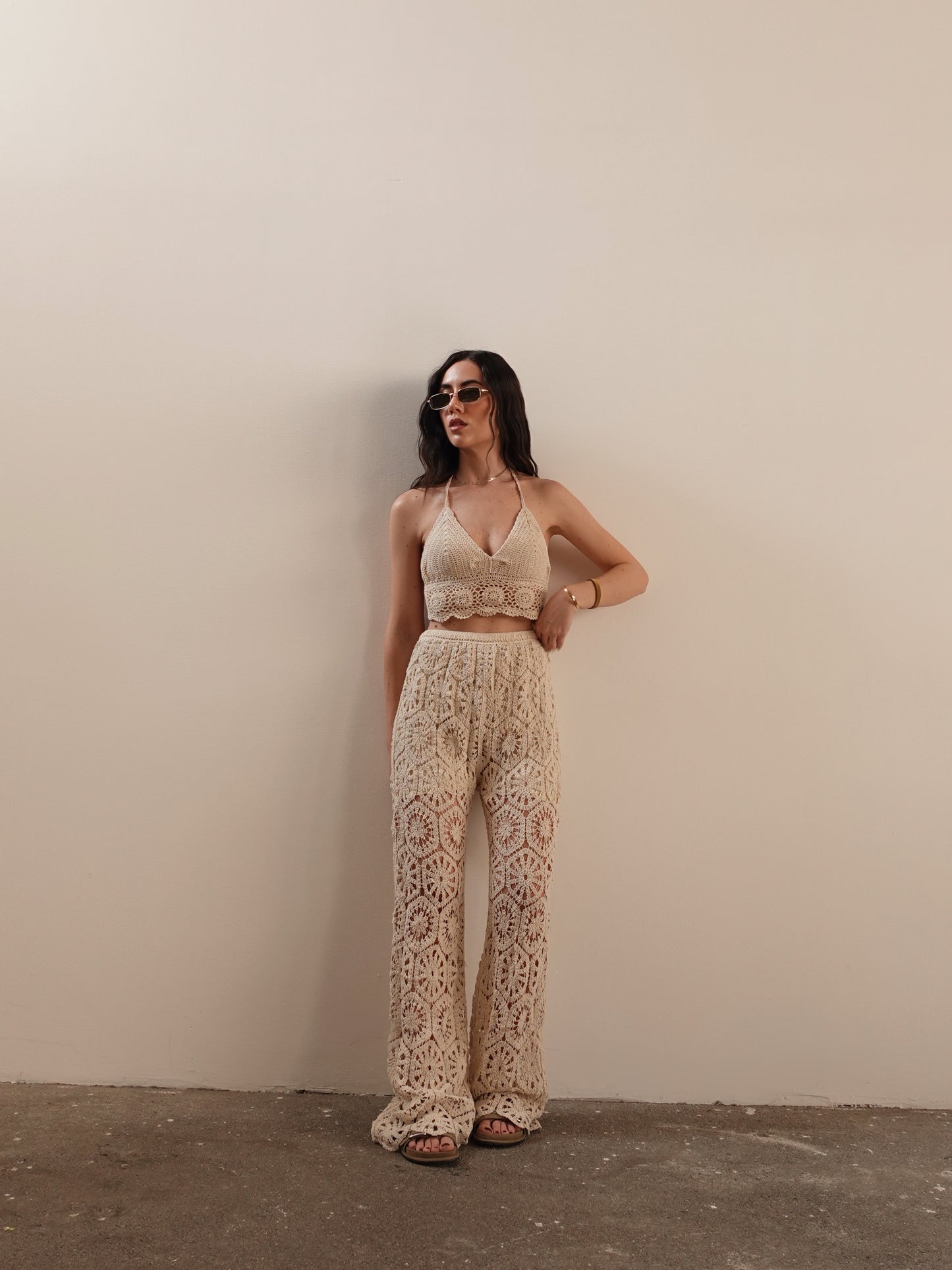 TOP CROP CROCHET - BEIGE A36