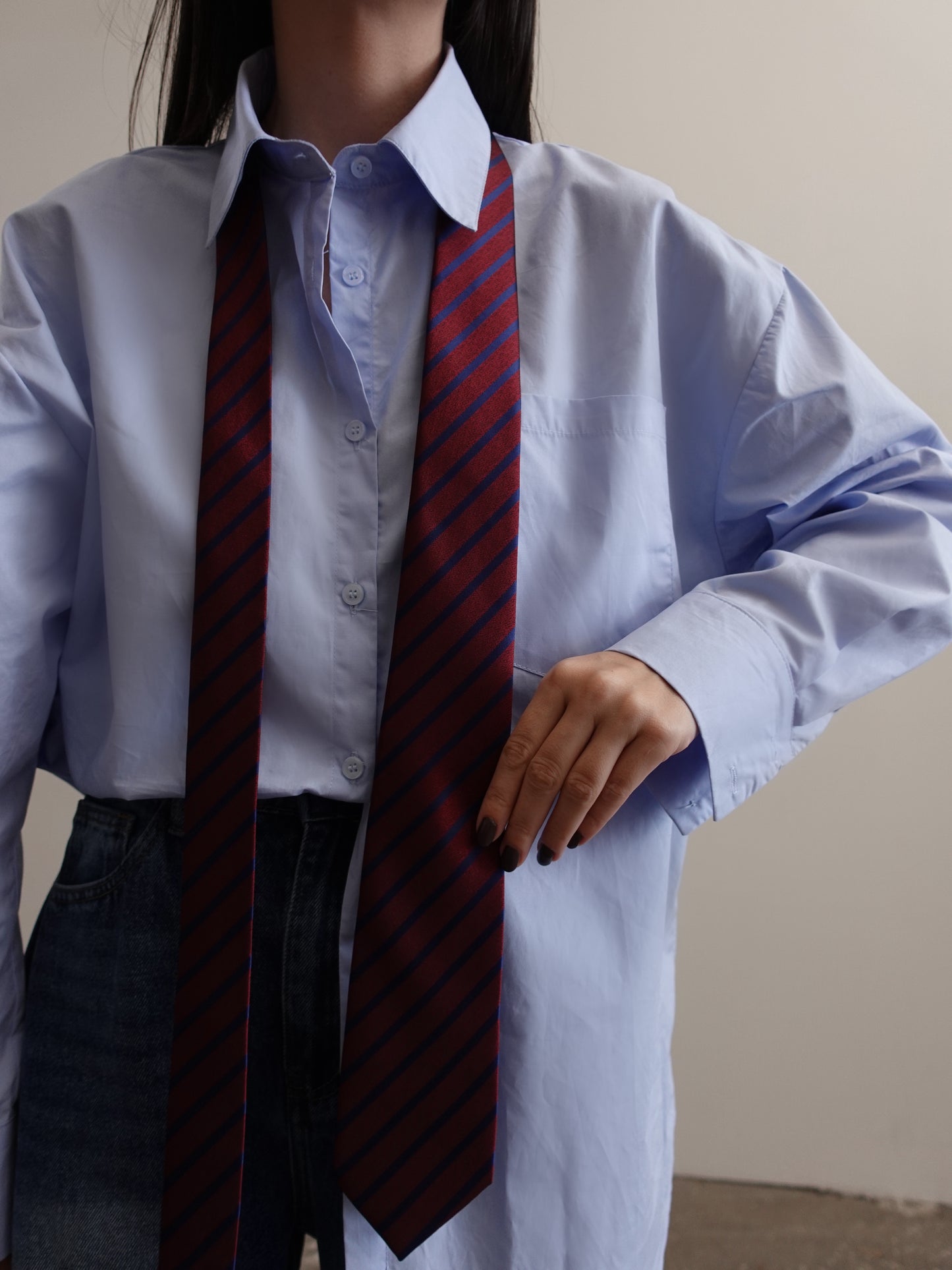 CRAVATTA MAN A RIGHE - BURGUNDY/BLU