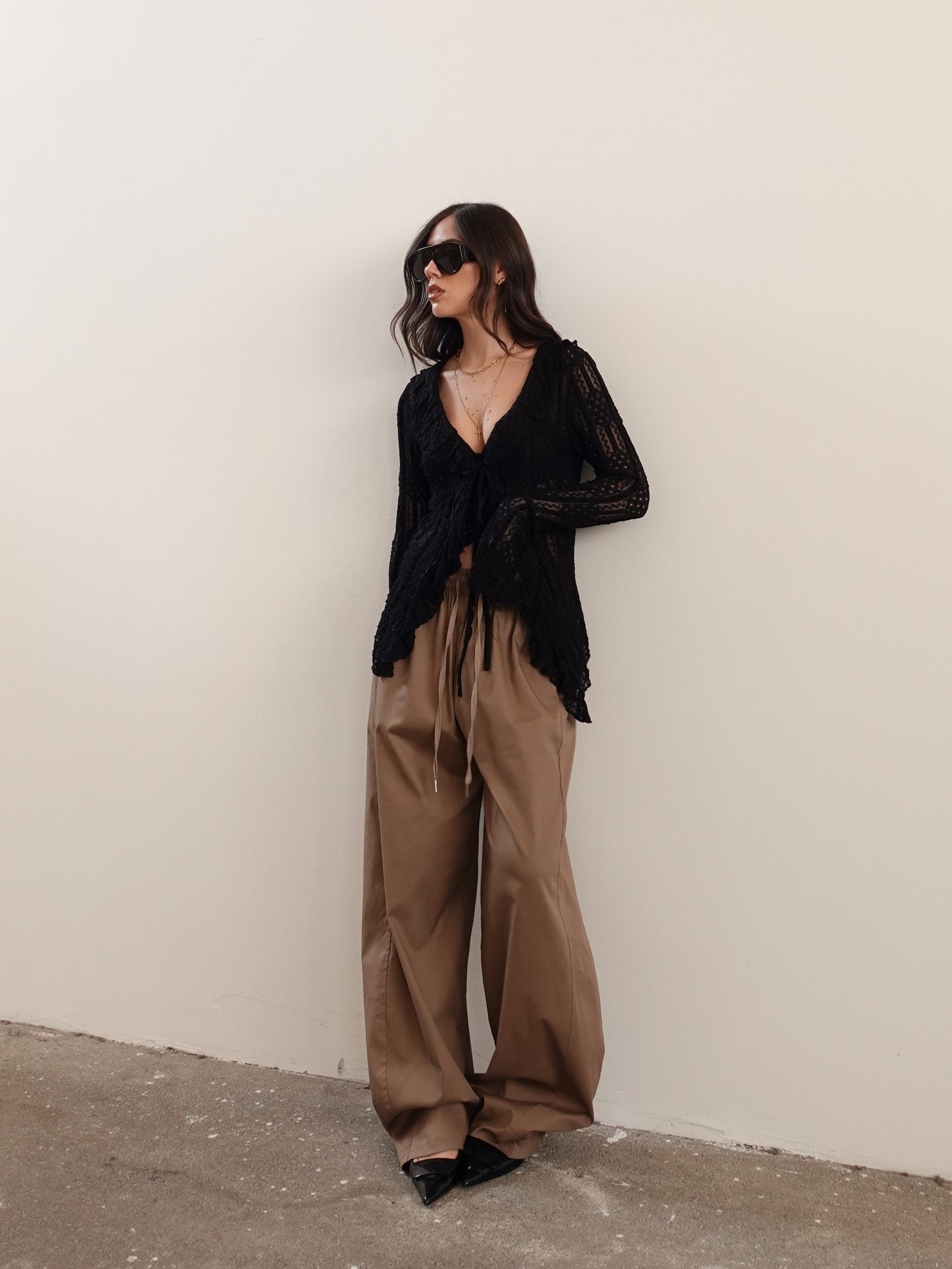 BLUSA TRAFORATA IN PIZZO - NERO 14960