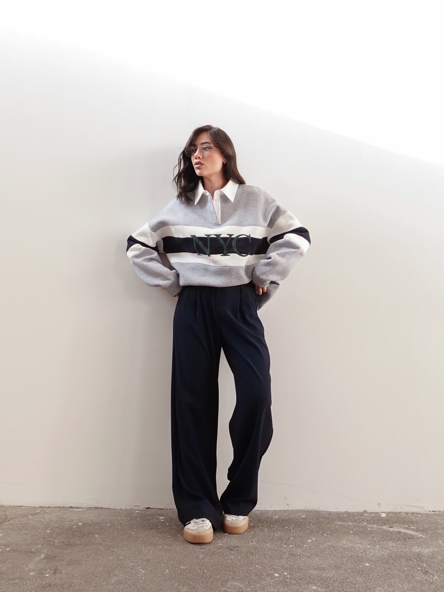 PANTALONI CLASSICI WIDE LEG - BLU 66608