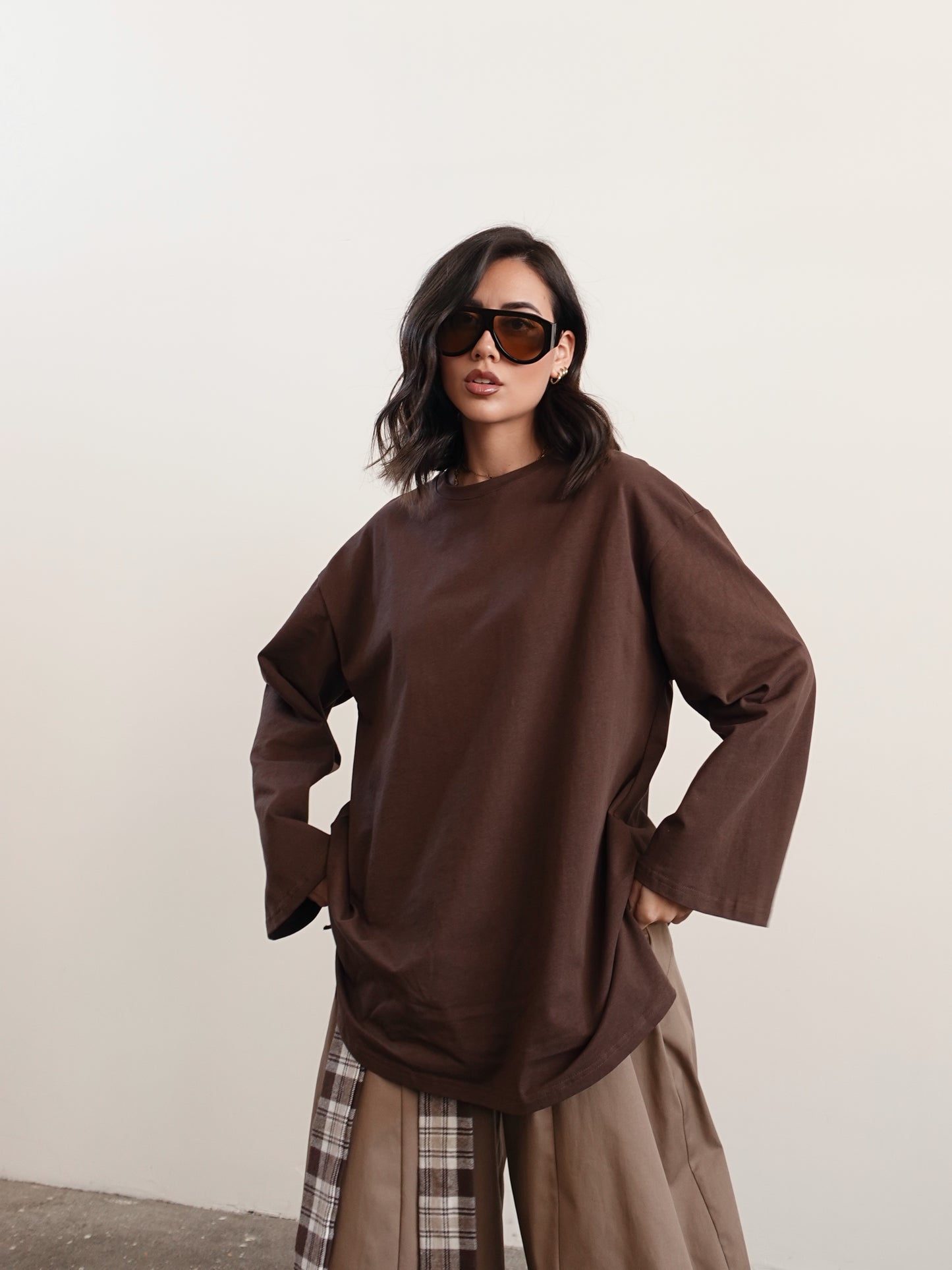 LONG-SLEEVE IN COTONE - MARRONE 3205