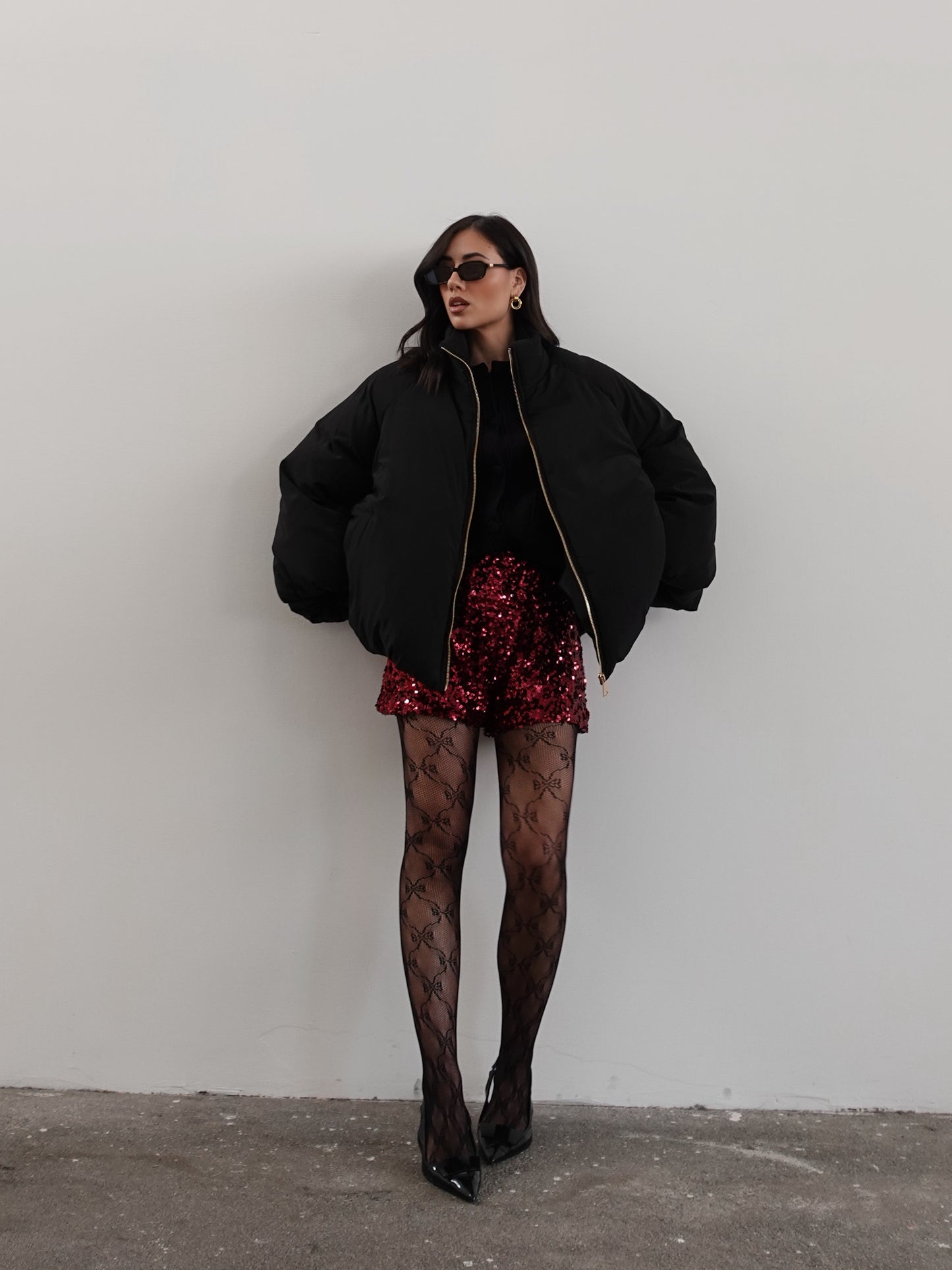 SHORTS CON PAILLETTES - BORDEAUX 2255