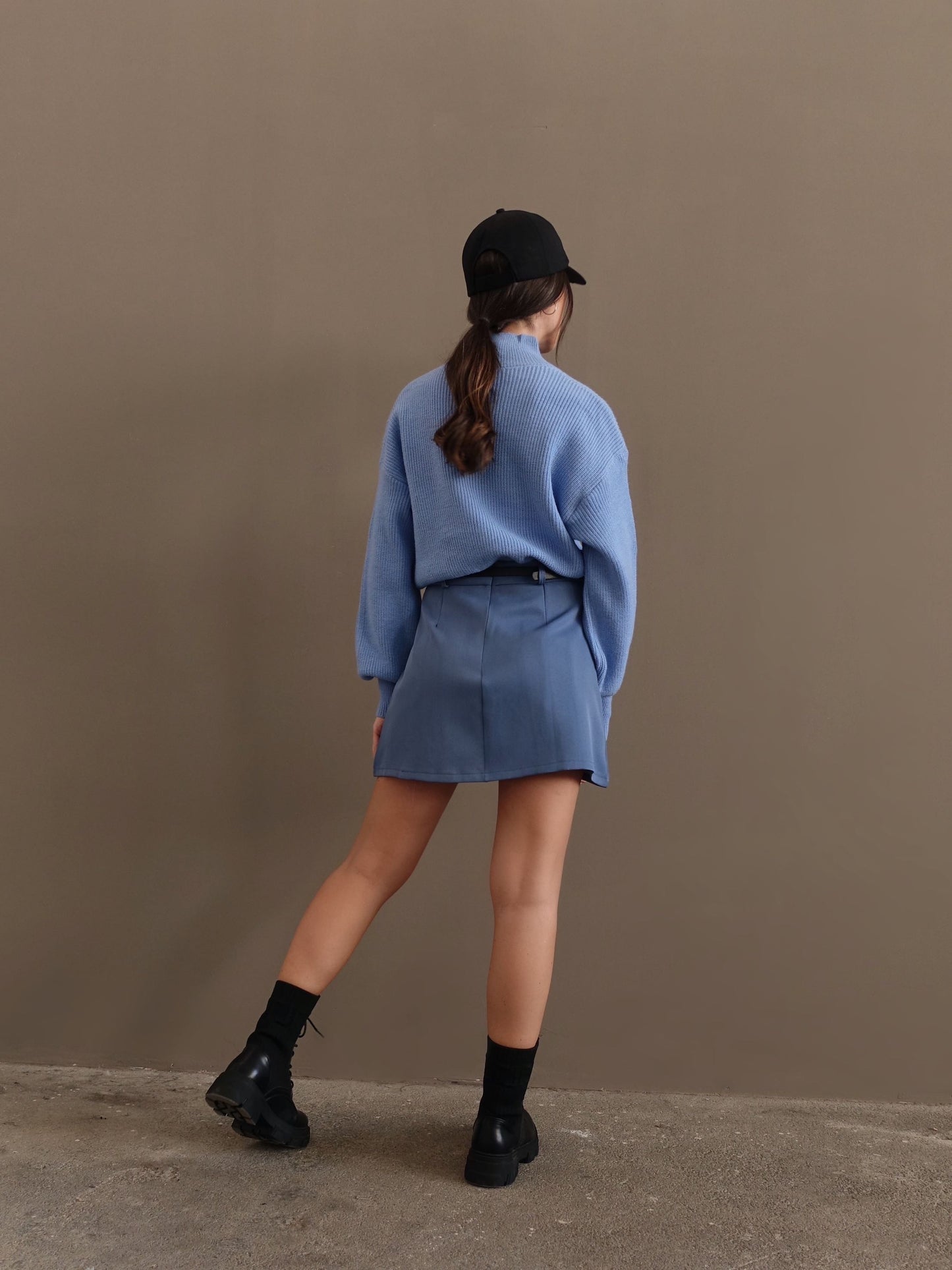 GONNA A RUOTA CON CINTURA - CERULEO 12145