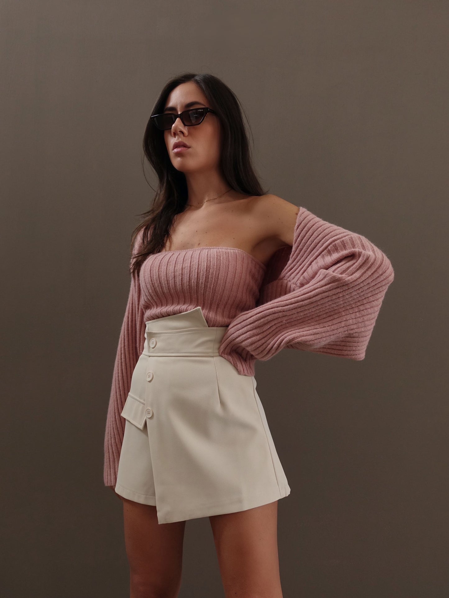 PANTAGONNA CON VITA ASIMMETRICA - BEIGE 755