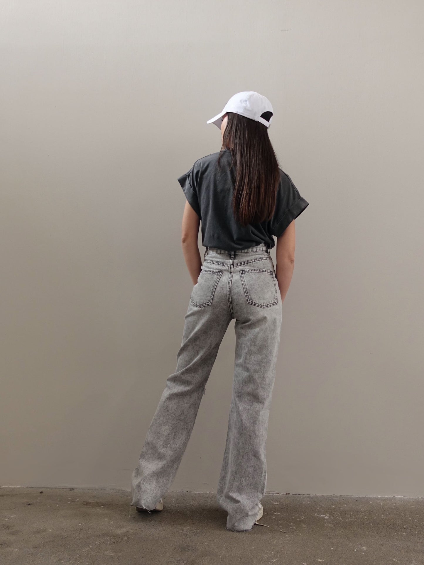 JEANS GAMBA DRITTA MARMORIZED - GRIGIO CHIARO 7633