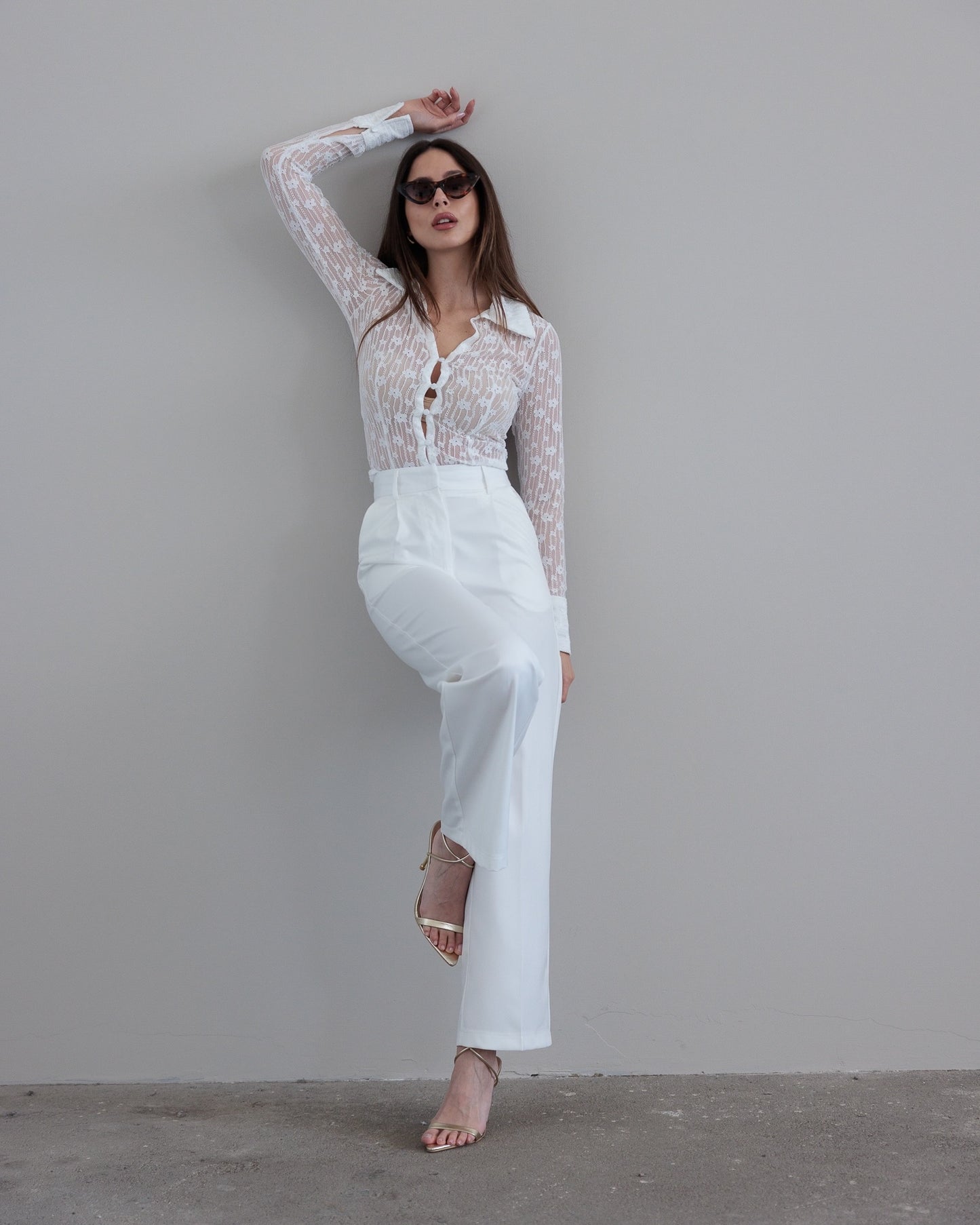 PANTALONI BASIC A PALAZZO - BIANCO K051