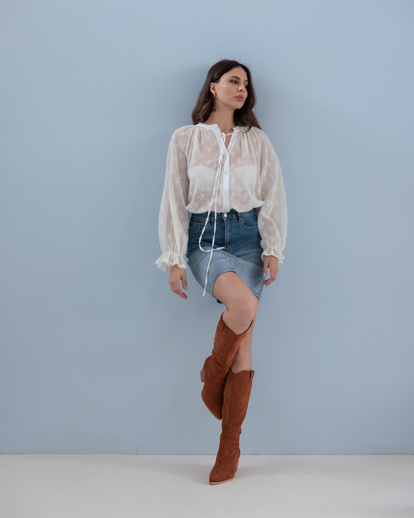 GONNA IN DENIM CON SFUMATURA - L0930