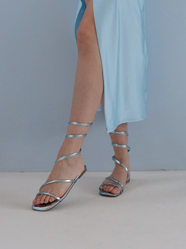 SANDALI ALLA SCHIAVA METAL - AZZURRO 3989