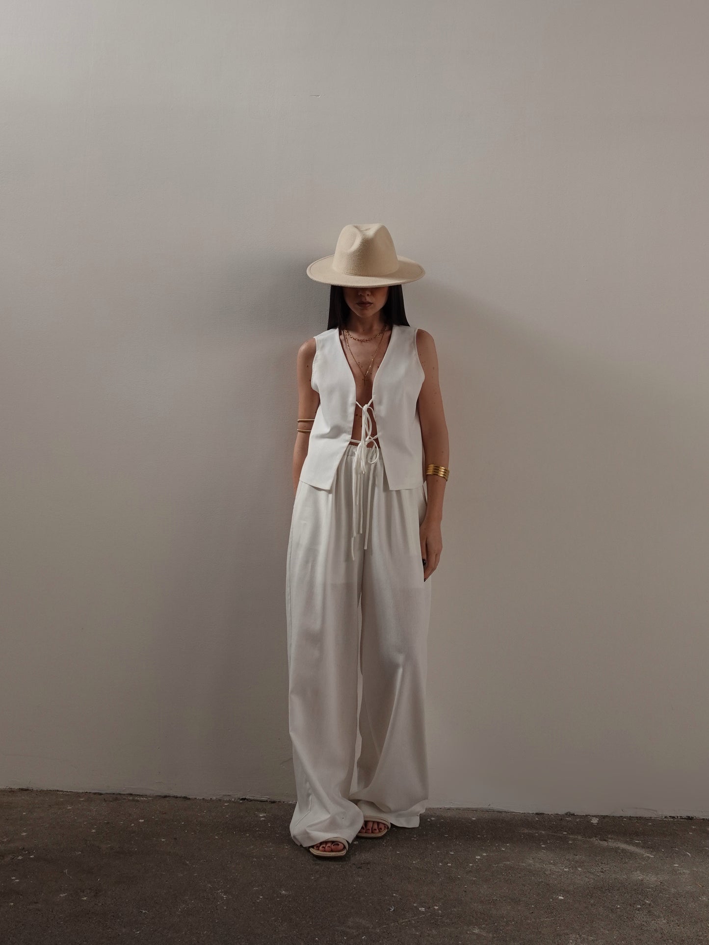 COORDINATO IN LINO FLORENCE - BIANCO 79715