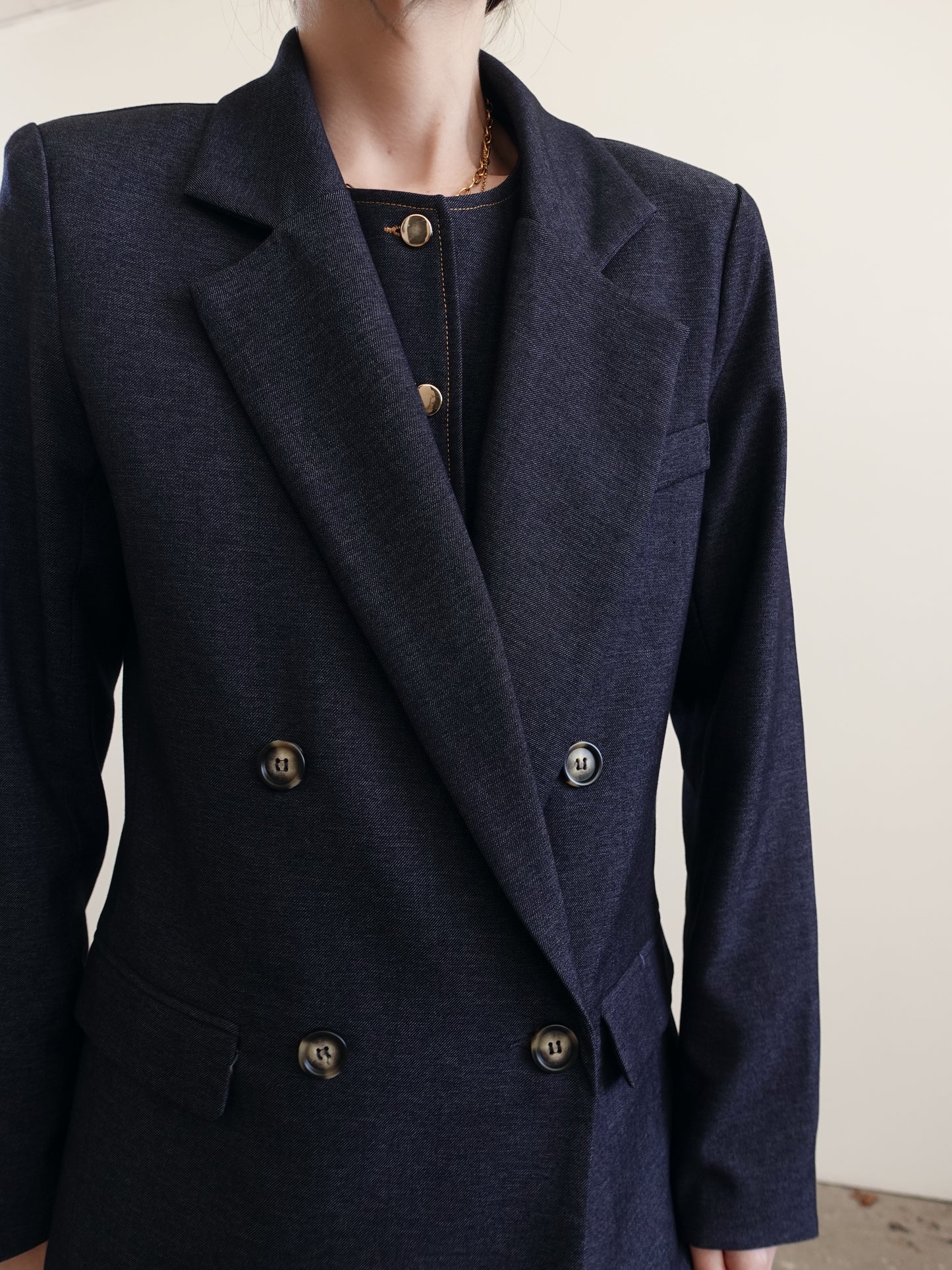 GIACCA DOPPIOPETTO EFFETTO DENIM - BLU SCURO 26555