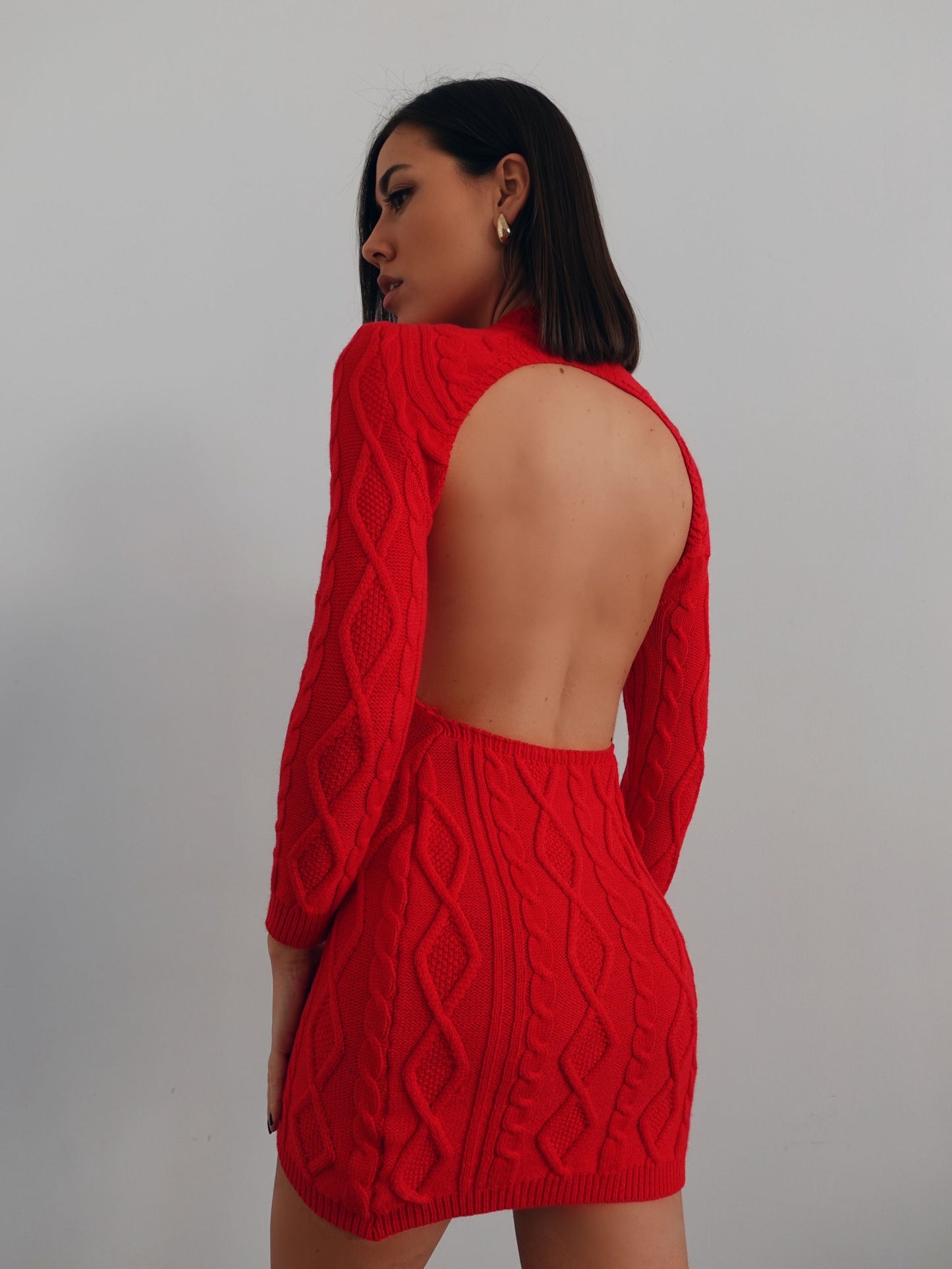 VESTITO IN MAGLIA CON SCHIENA SCOPERTA - ROSSO 22915