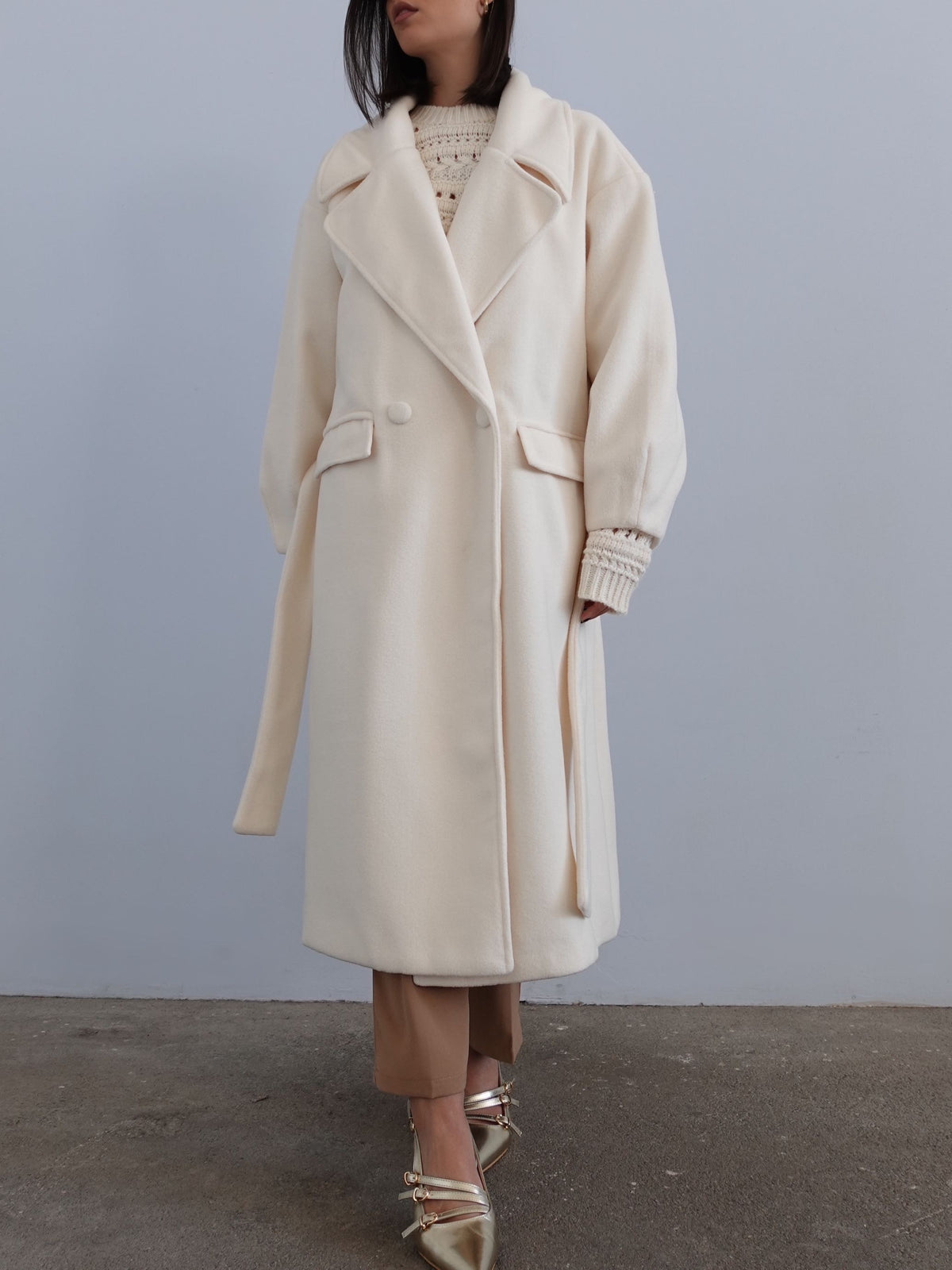 CAPPOTTO OVER CON MANICHE A PALLONCINO - LATTE 1226