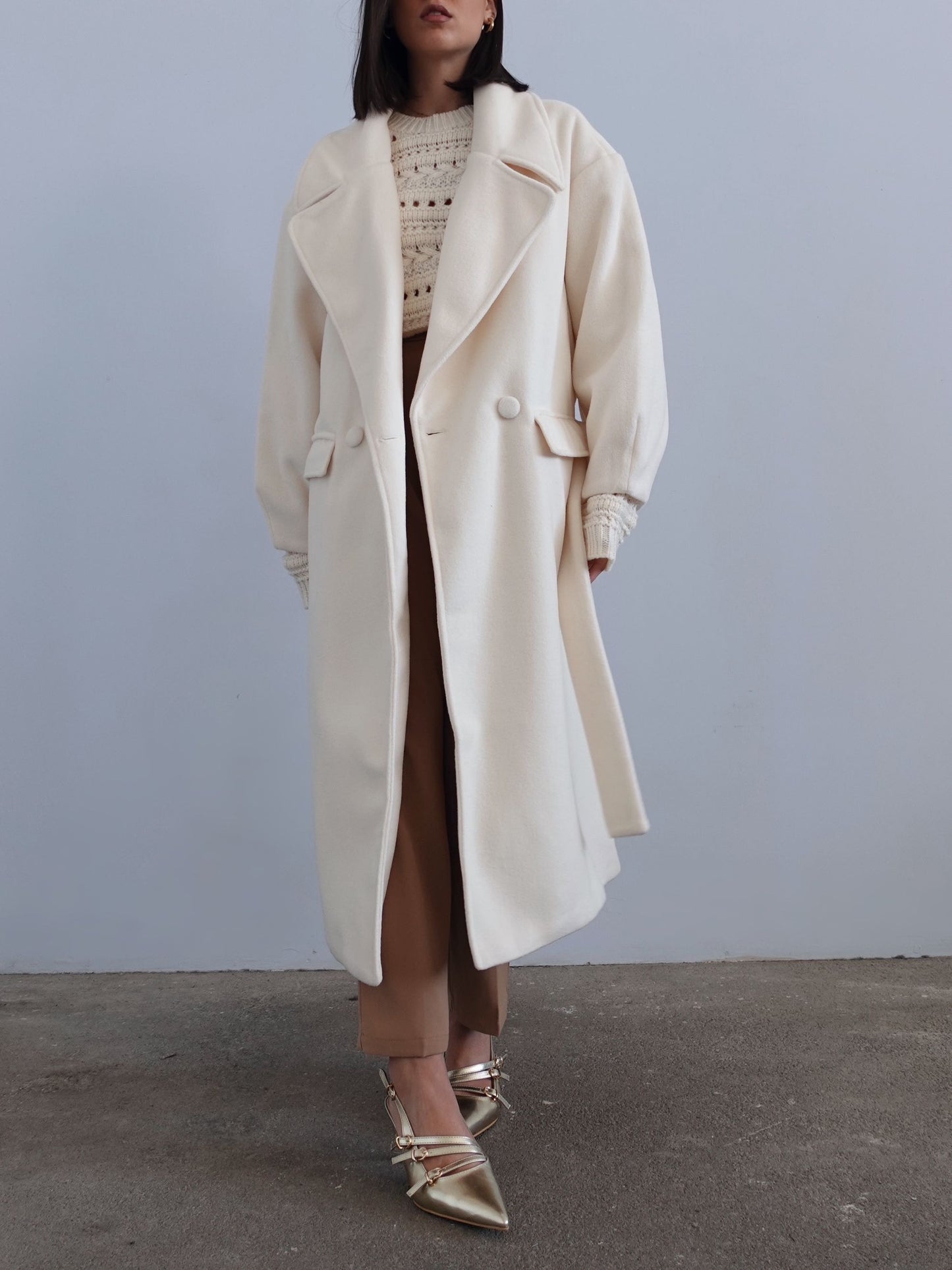 CAPPOTTO OVER CON MANICHE A PALLONCINO - LATTE 1226