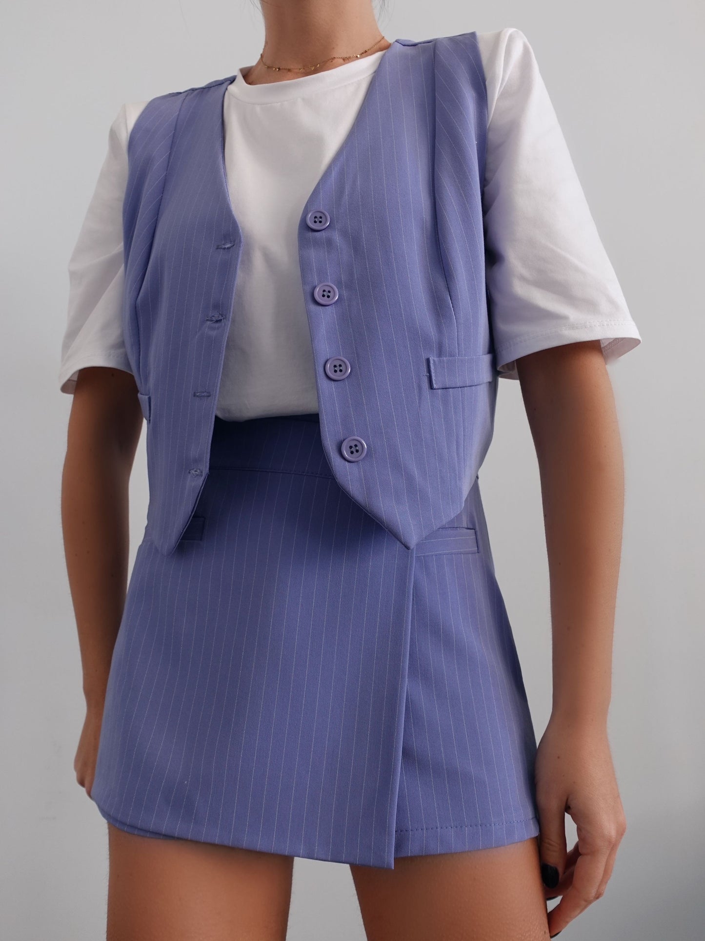 PANTAGONNA ASIMMETRICO GESSATO - CERULEO 36444