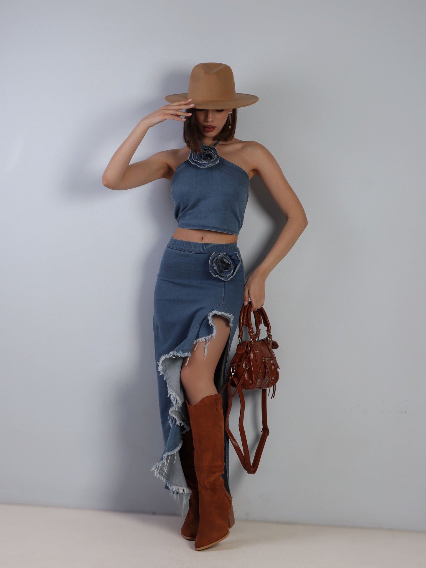 COORDINATO ROSES IN DENIM - BLUE JEANS 95884/5