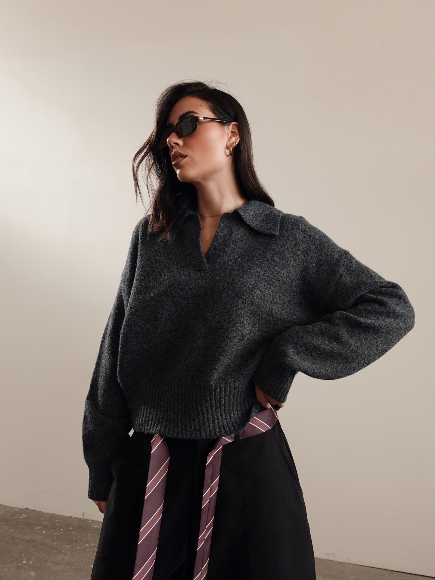 MAGLIONCINO POLO IN LANA - GRIGIO SCURO 328