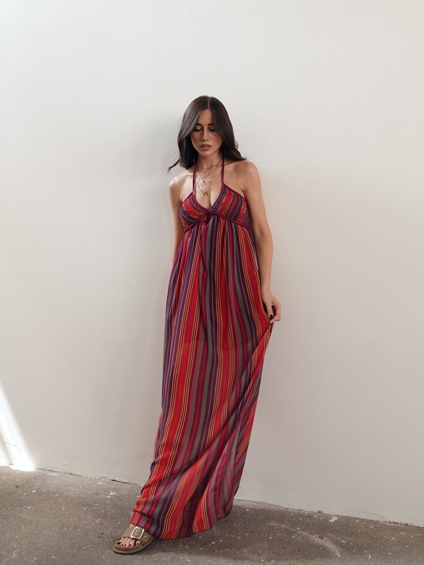 LONG DRESS A RIGHE MULTICOLOR - 53973