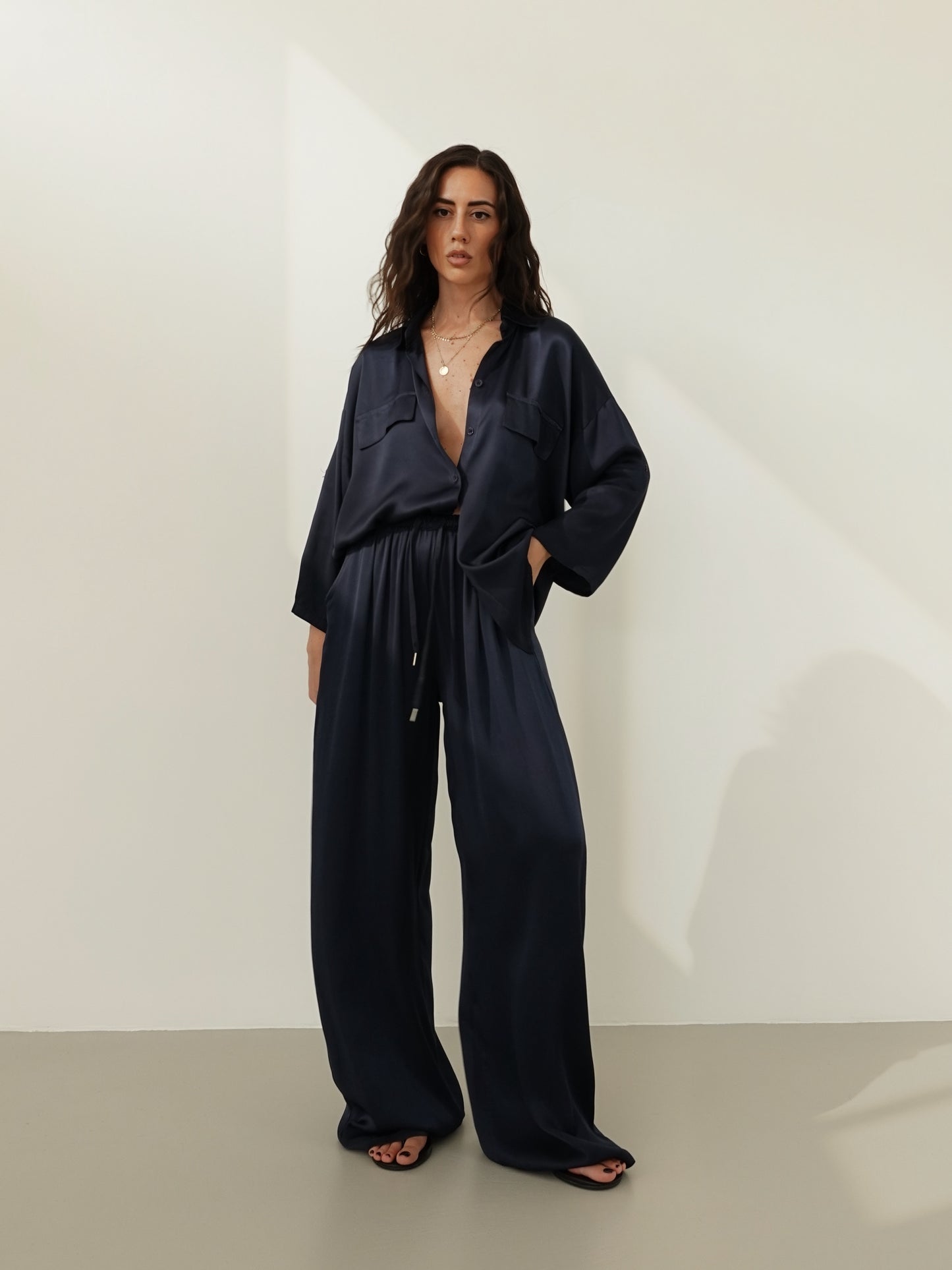 CAMICIA SATIN - BLU NOTTE 24512