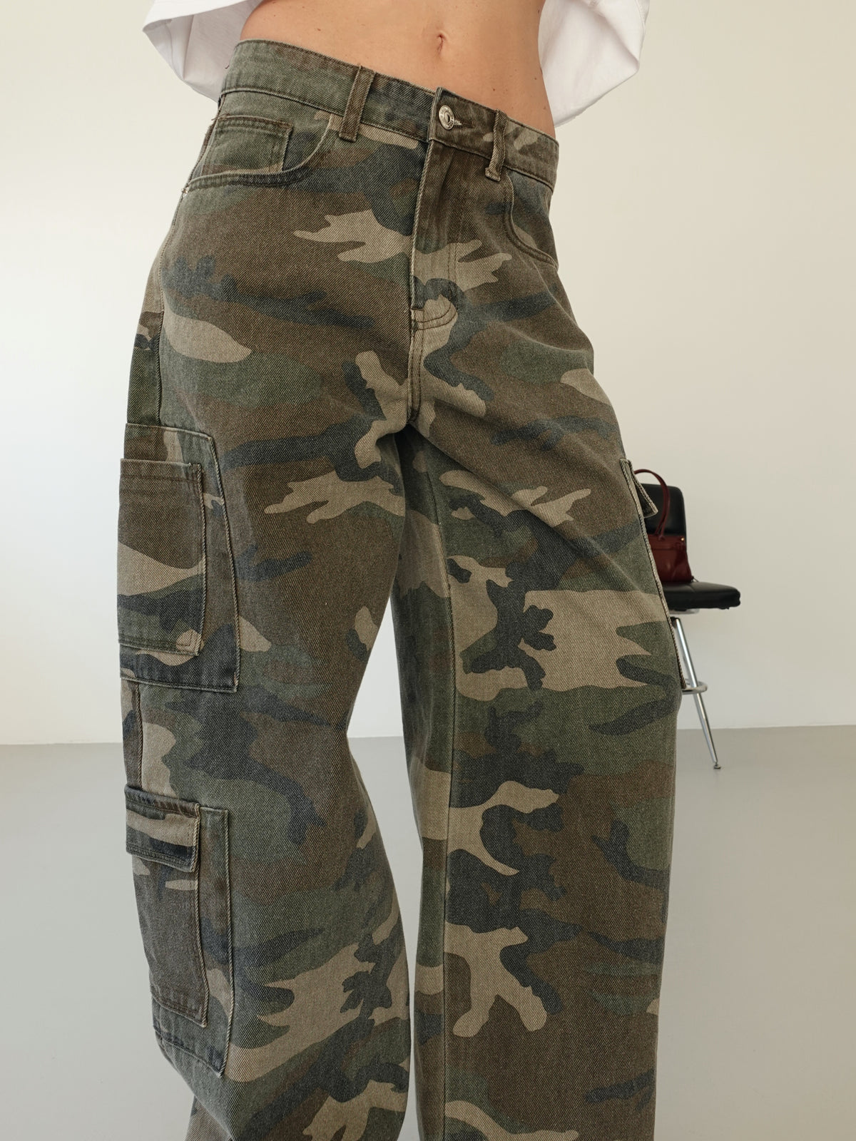 JEANS CARGO CAMOUFLAGE BALLOON FIT - VERDE SLAVATO 7121