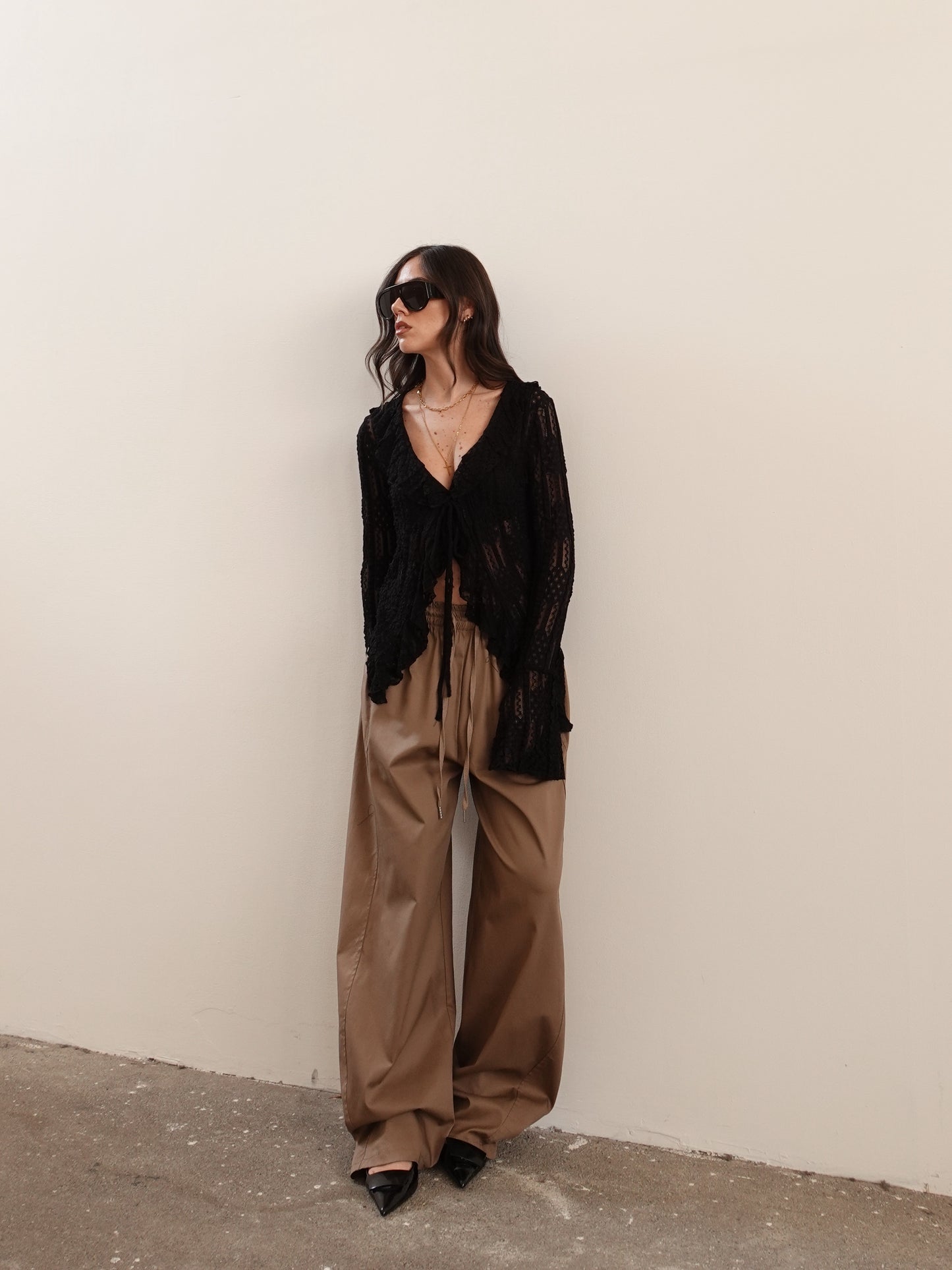 BLUSA TRAFORATA IN PIZZO - NERO 14960