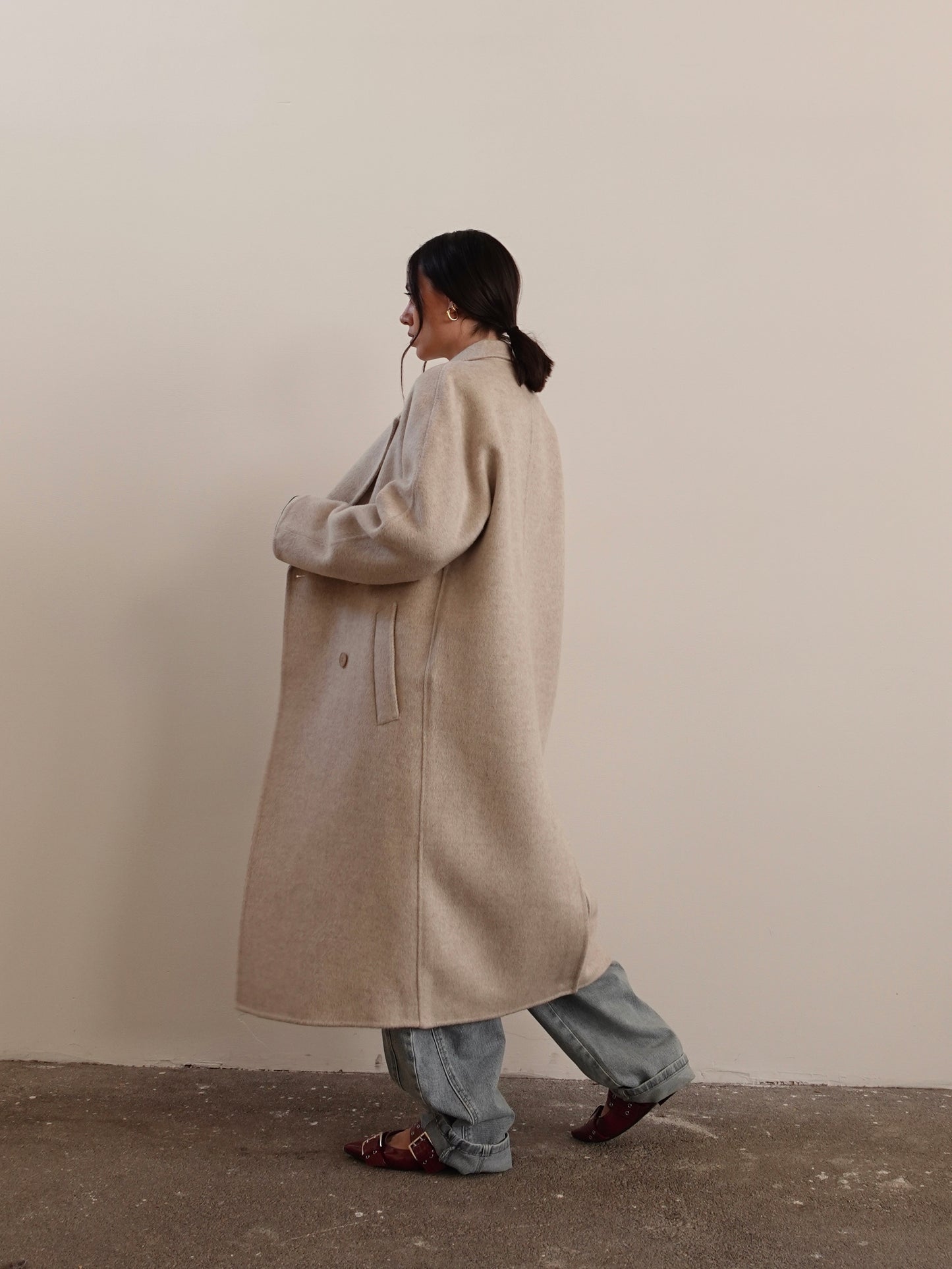 CAPPOTTO OVERSIZE IN LANA - PANNA N05