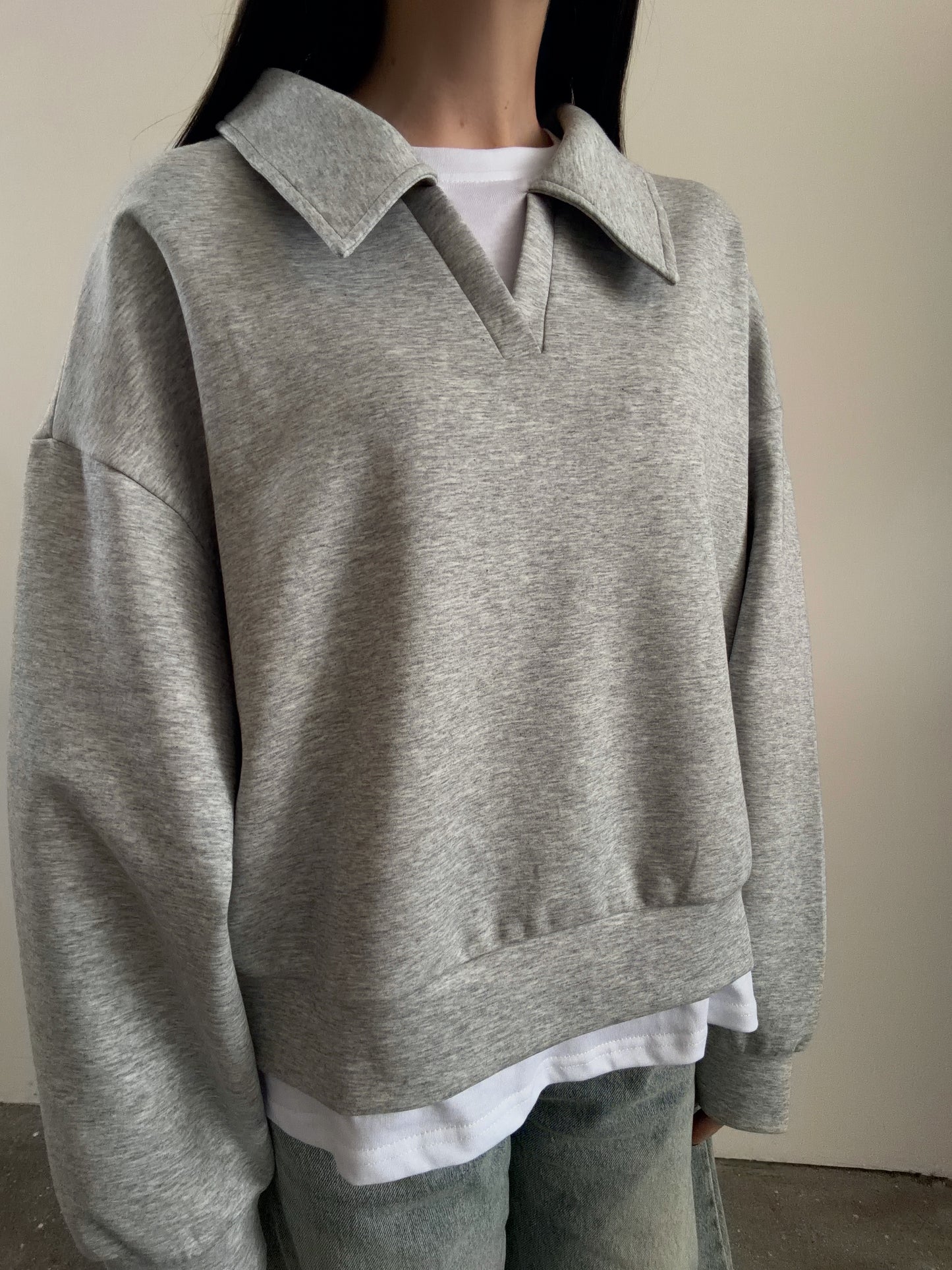 POLO CON T-SHIRT INTERNA - GRIGIO CHIARO 16198