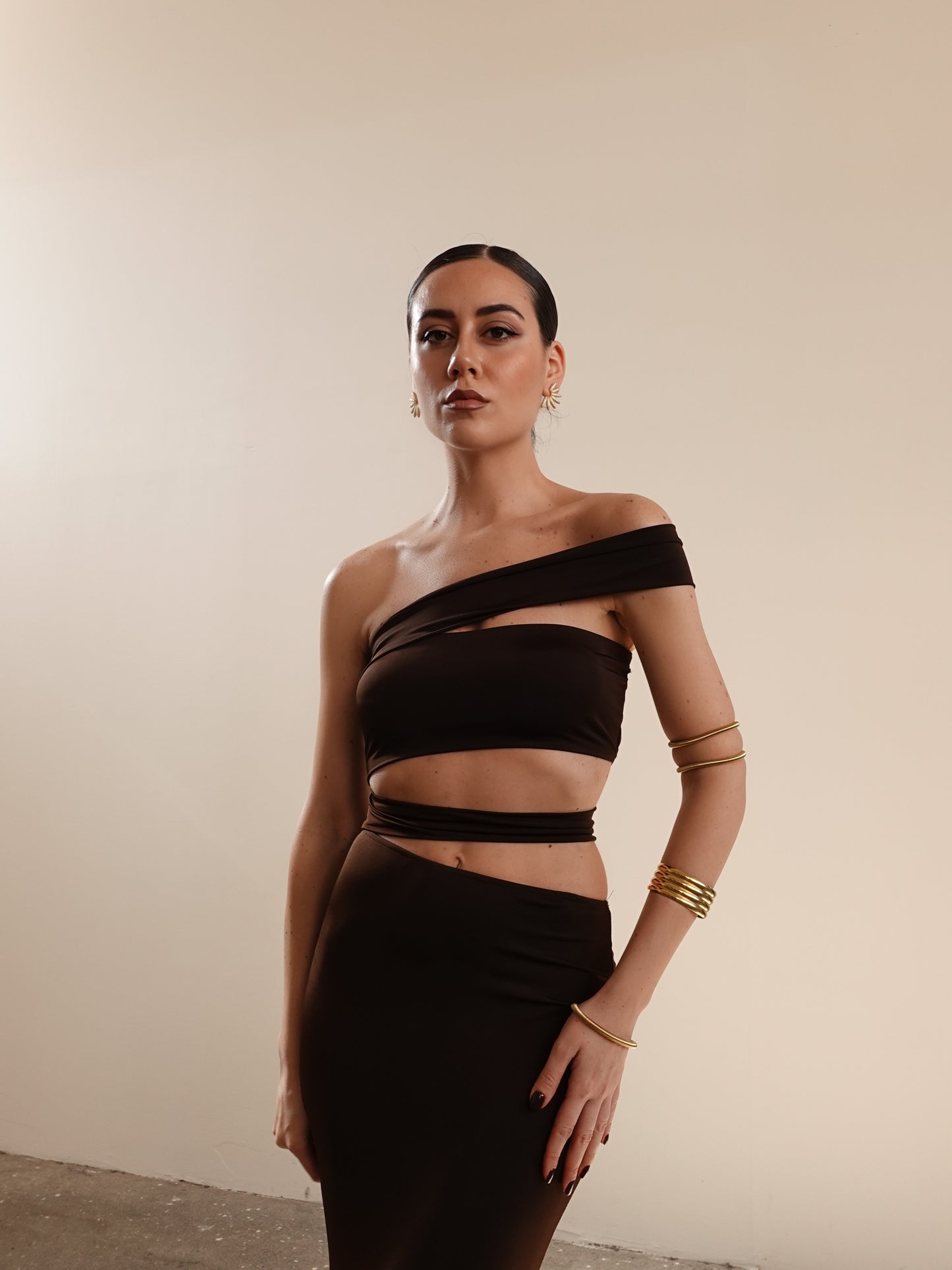 LONG DRESS CUT OUT JULIETTE - MARRONE 1650