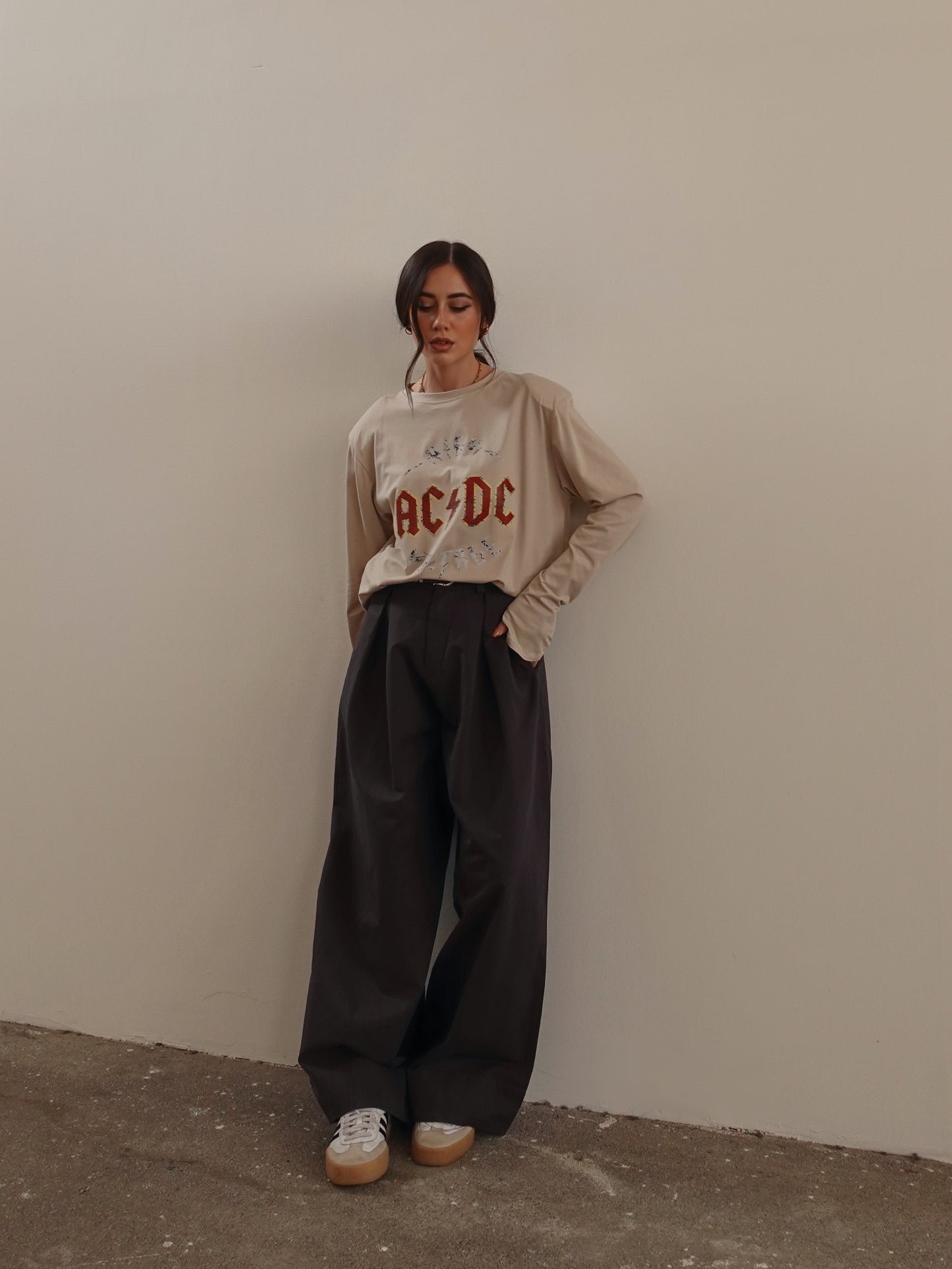 PANTALONI IN COTONE BAGGY BALLOON CON CINTURA - GRIGIO 14741