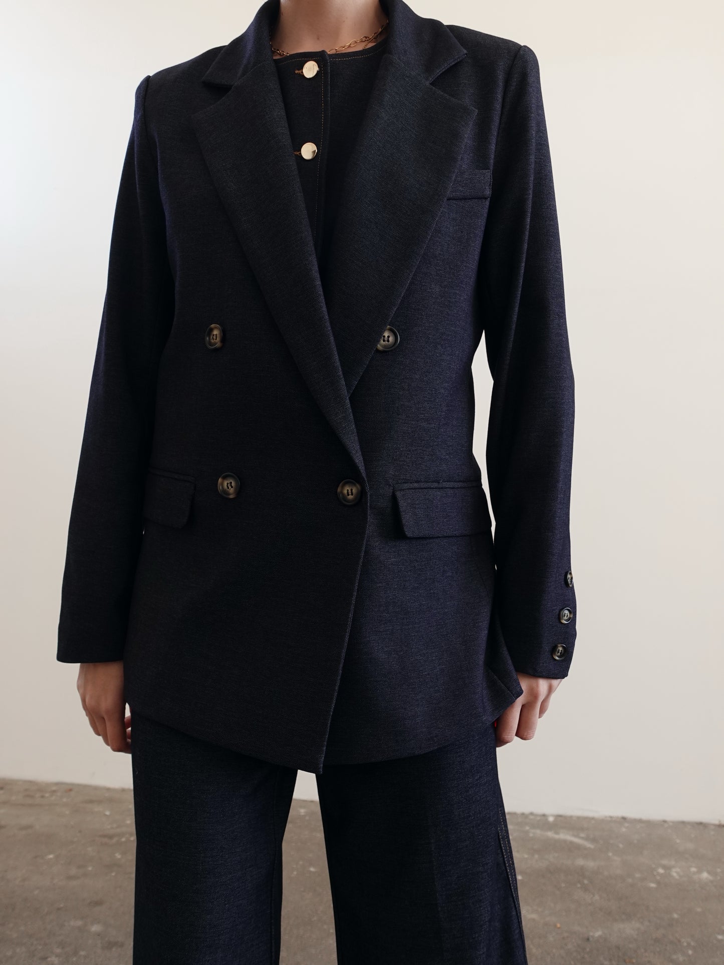 GIACCA DOPPIOPETTO EFFETTO DENIM - BLU SCURO 26555