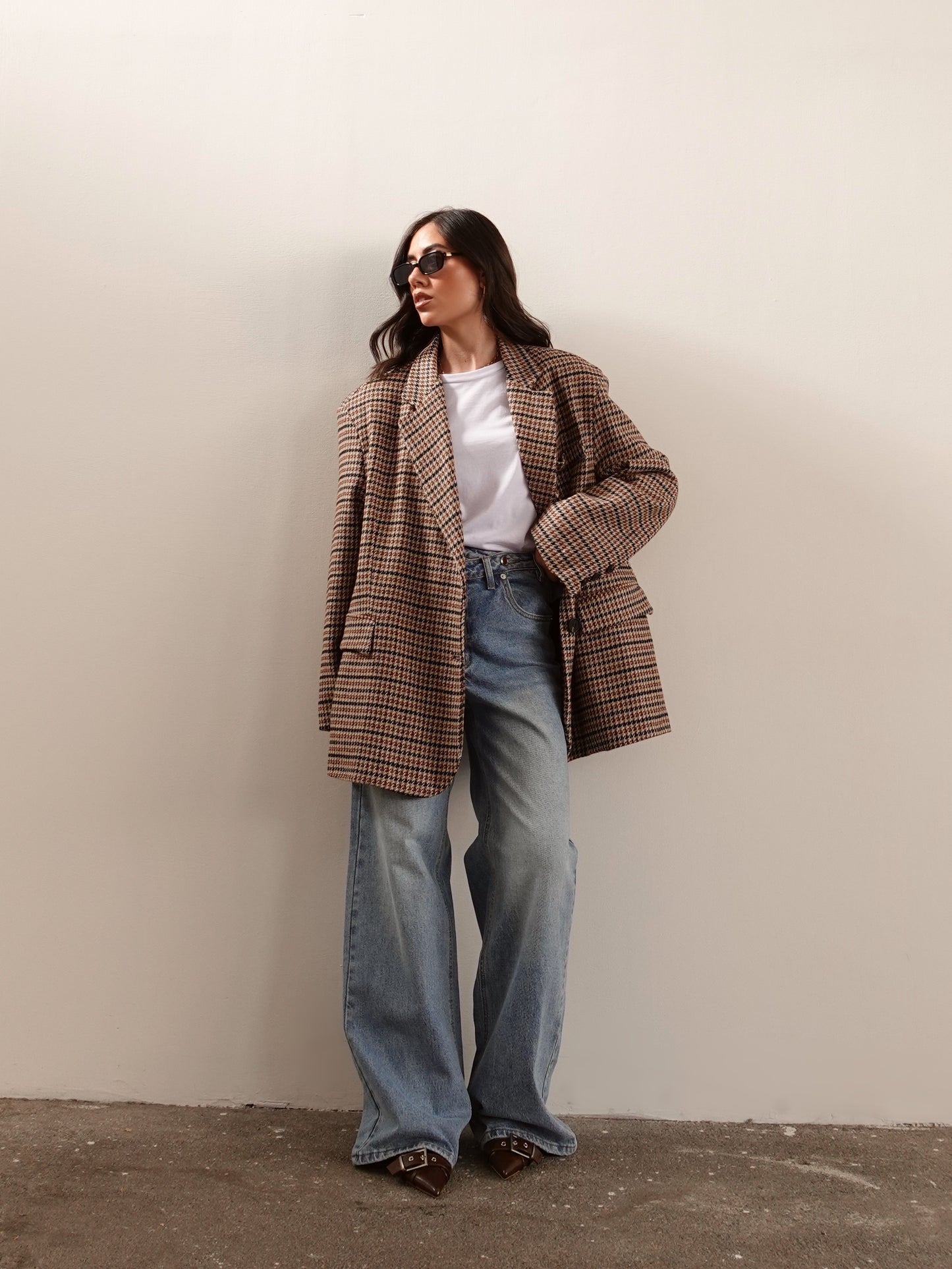 GIACCA/CAPPOTTO PIED DE POULE - BEIGE/COCCIO GC-02