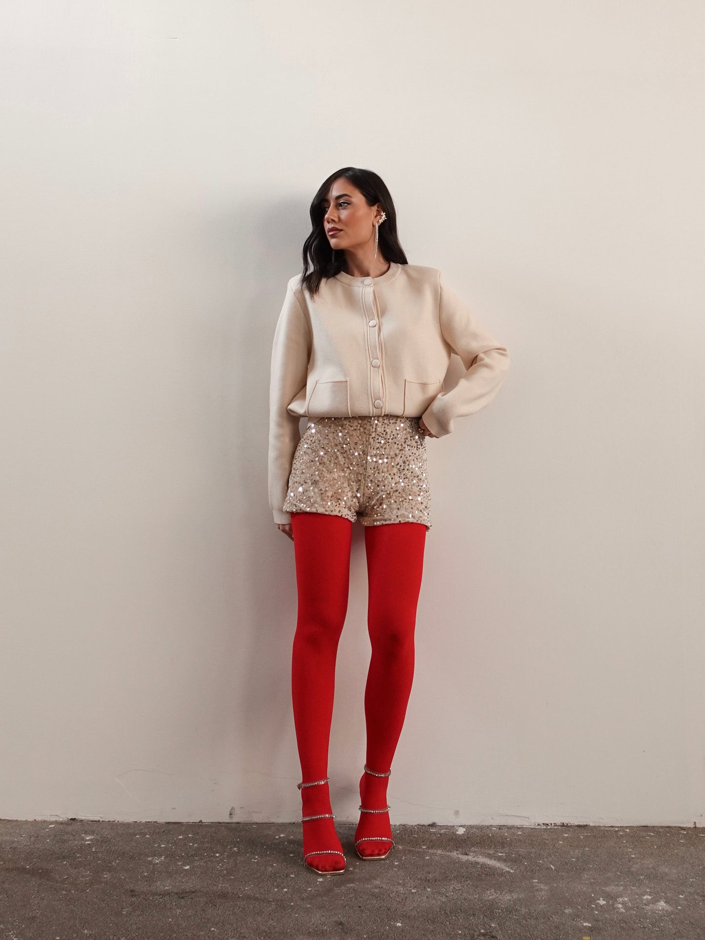 CULOTTE IN CINIGLIA CON PAILLETTES - CREMA 27710