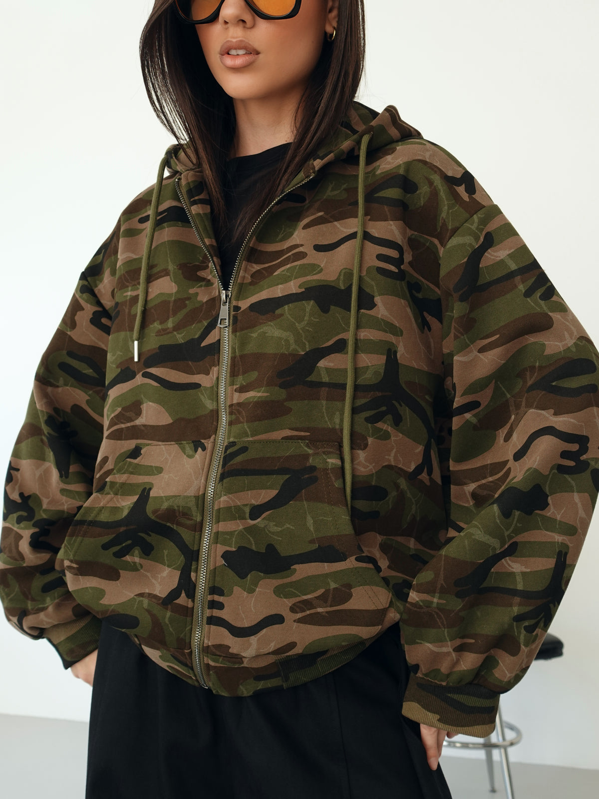 FELPA CAMOUFLAGE CON CAPPUCCIO - VERDE 19612