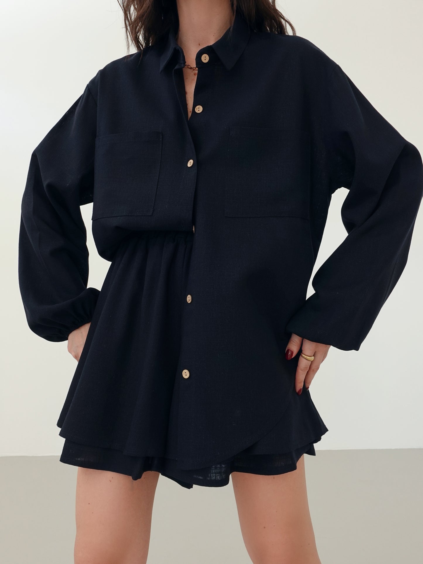 COORDINATO CAPRI IN LINO - BLU 2562