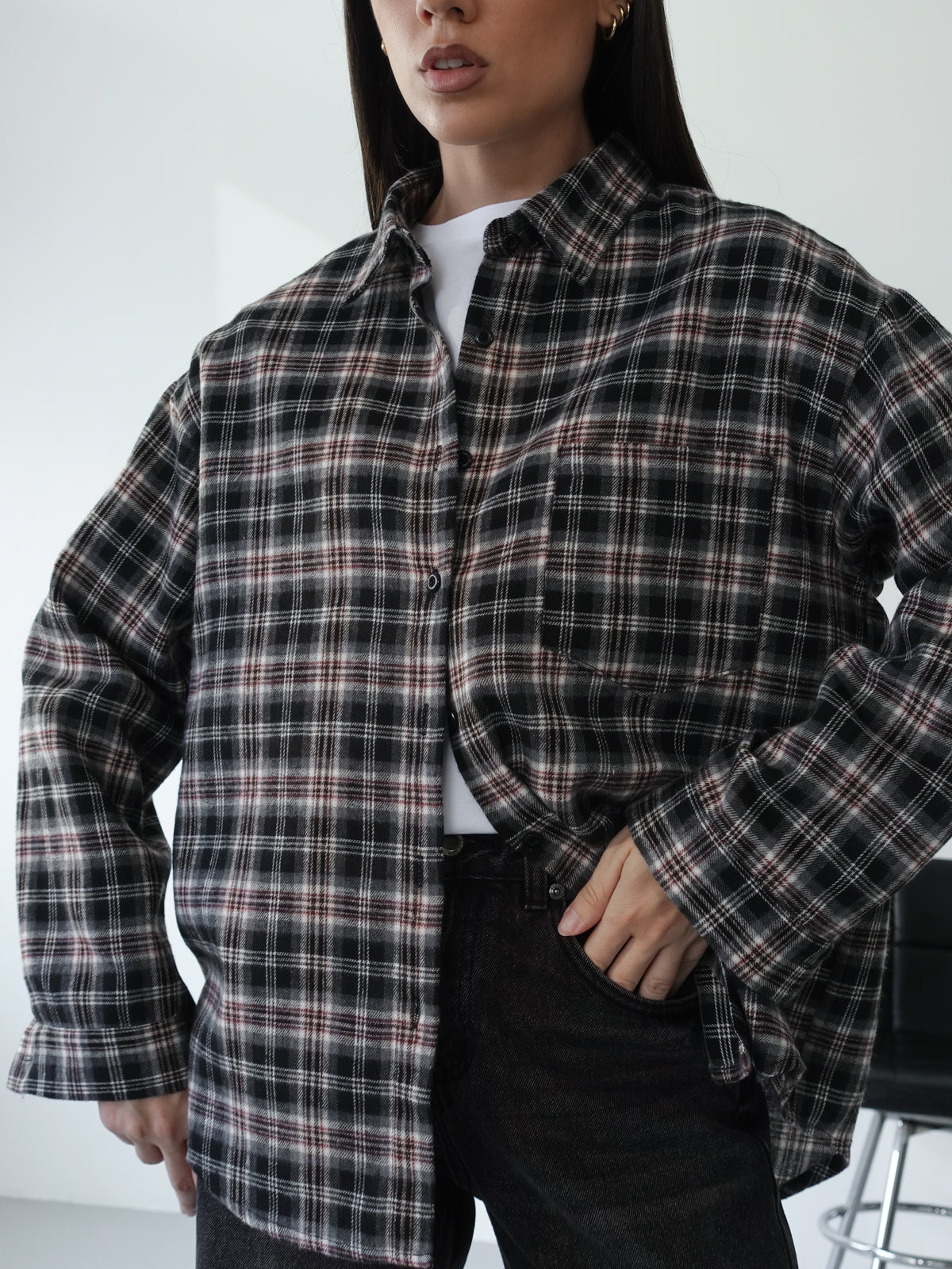 CAMICIA A QUADRI IN FLANELLA - NERO 6027