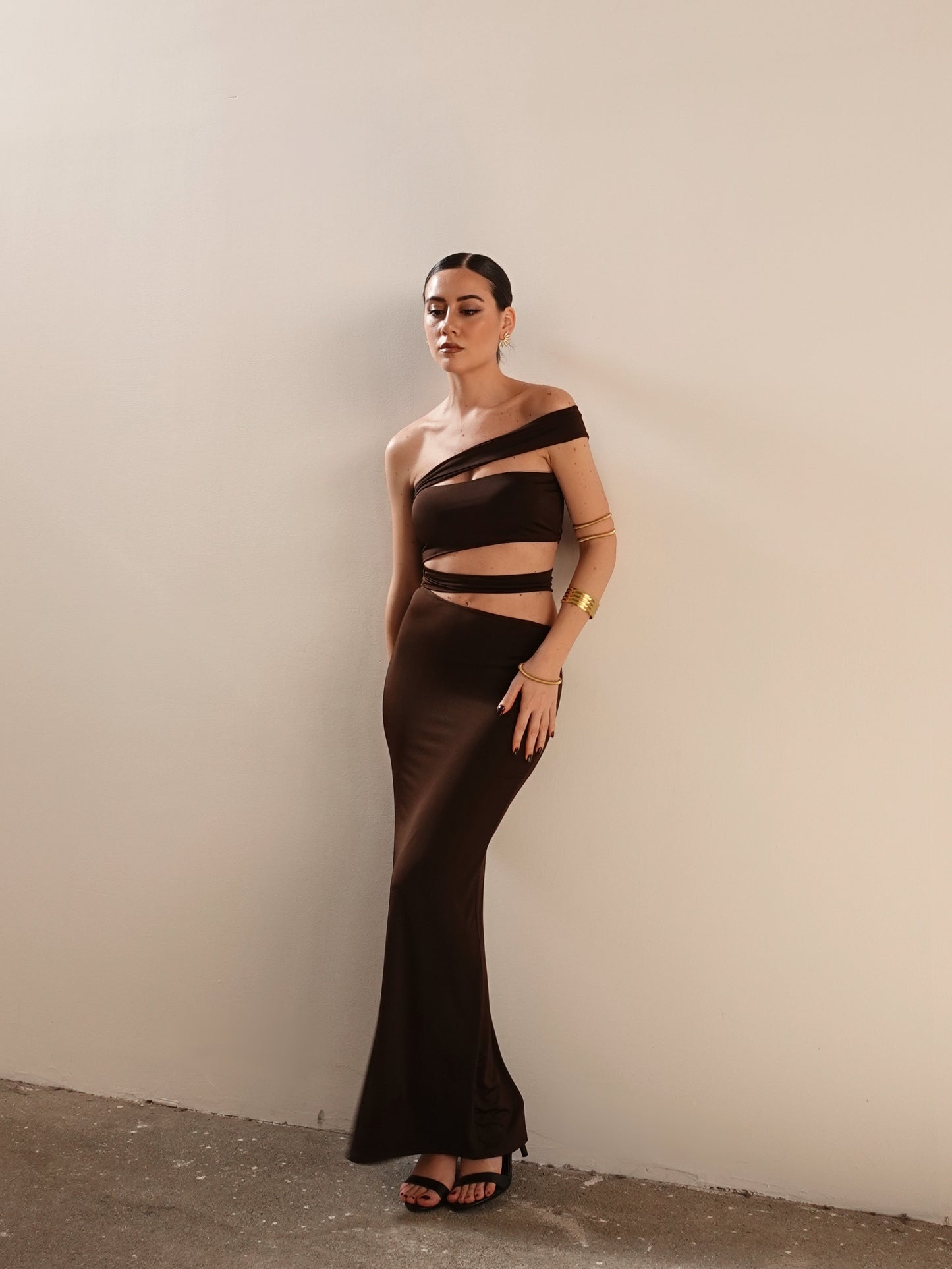 LONG DRESS CUT OUT JULIETTE - MARRONE 1650