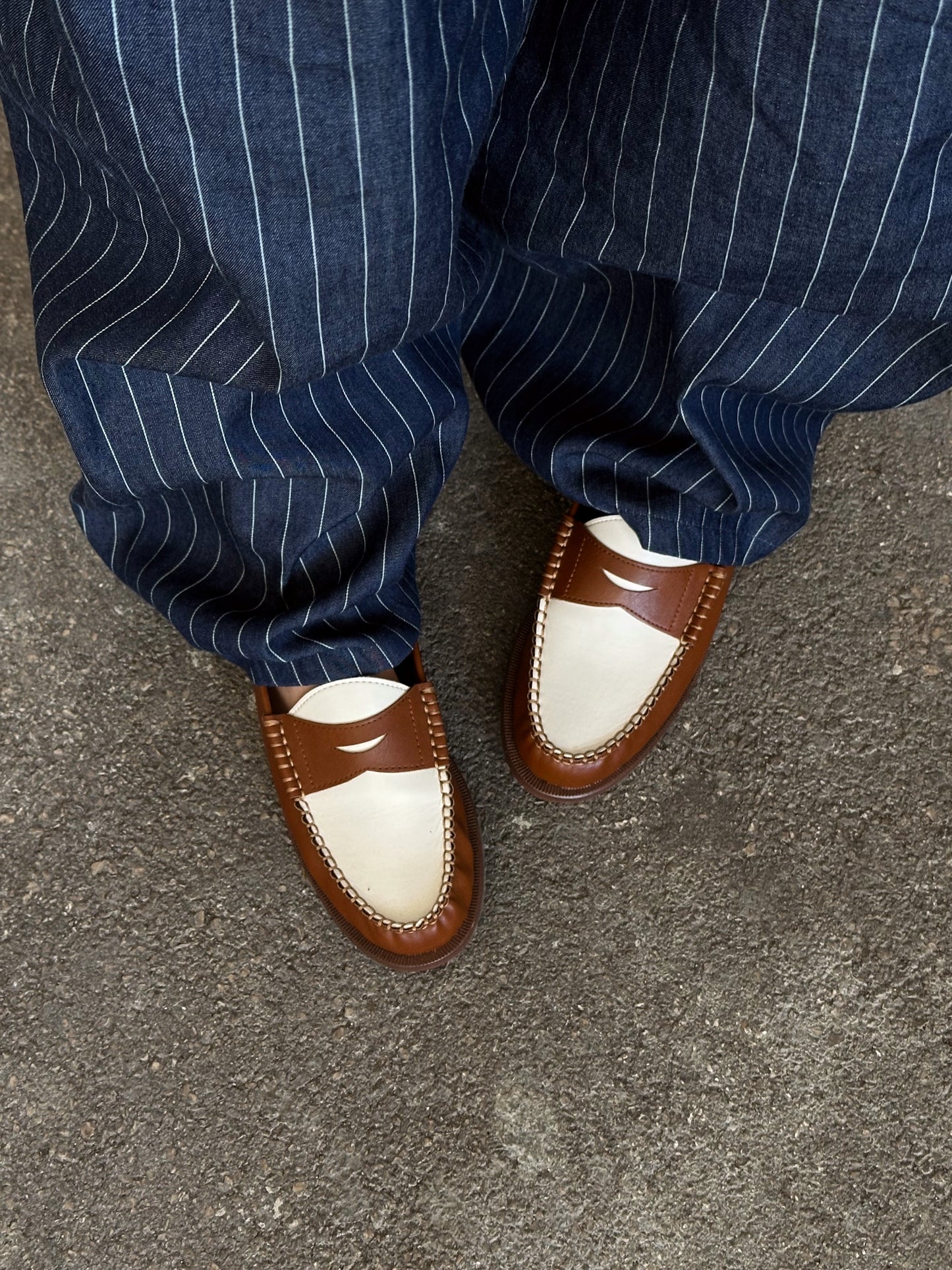 MOCASSINI BICOLOR - CUOIO/PANNA 5155