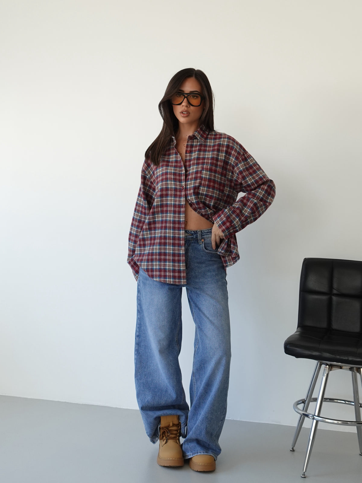 CAMICIA A QUADRI IN FLANELLA - BORDEAUX 6027