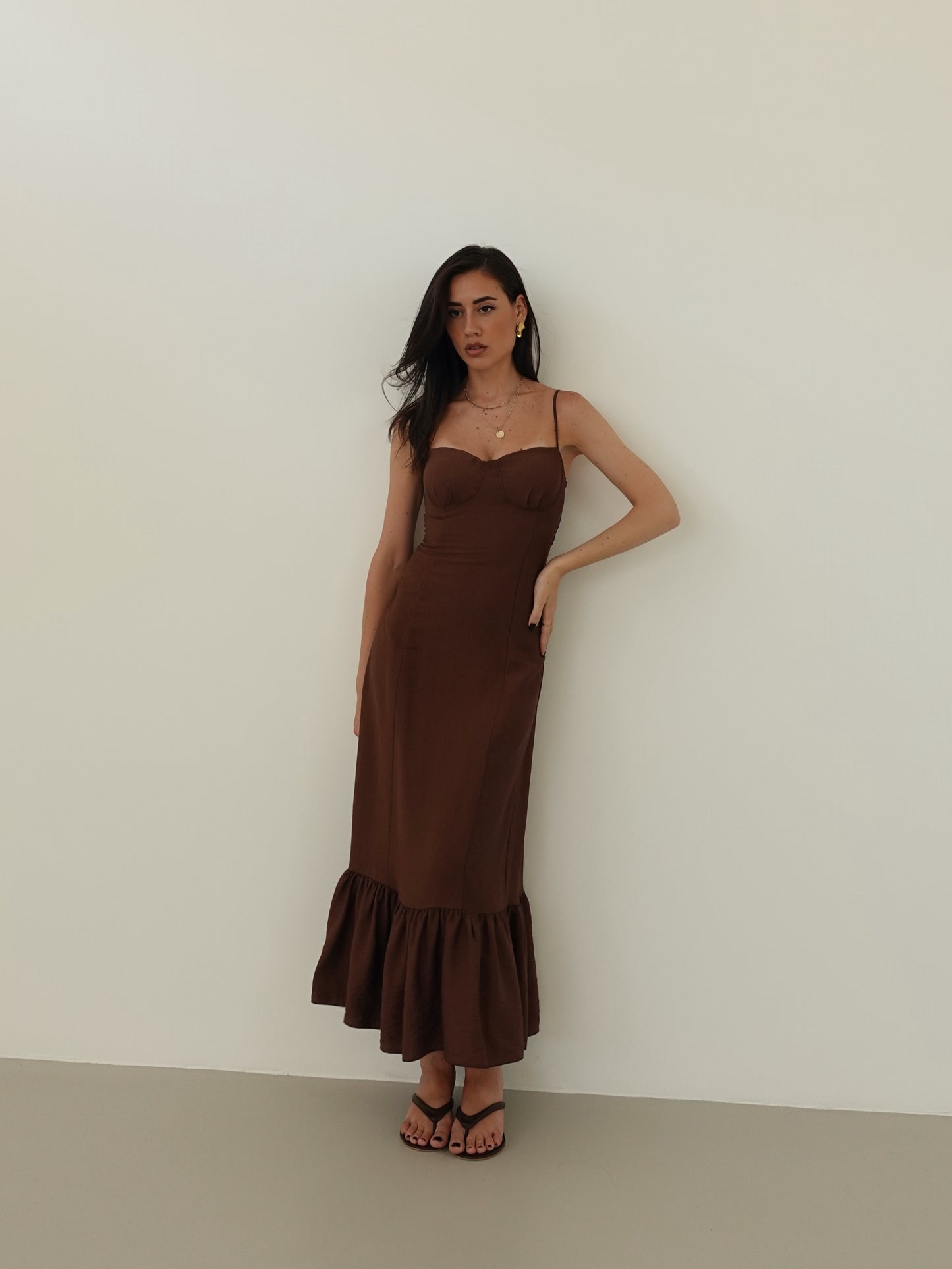 DRESS PLAYA CON COPPETTE - MARRONE 7071