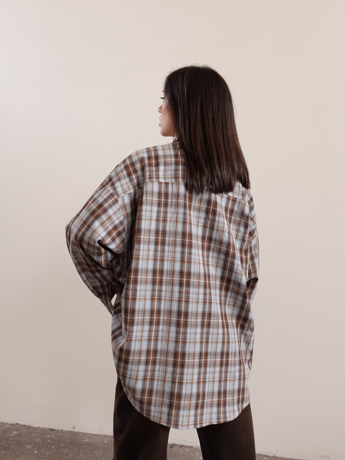 CAMICIA A QUADRI IN COTONE - CERULEO/MARRONE 22611