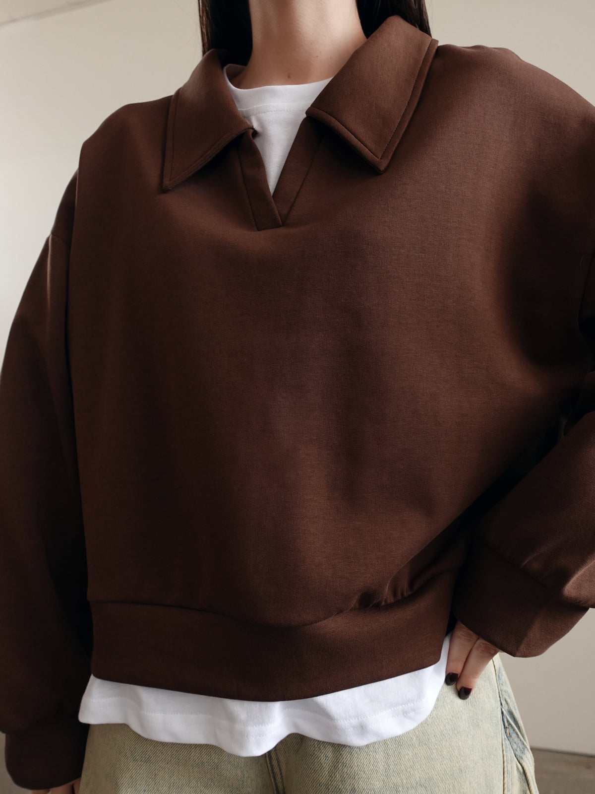 POLO CON T-SHIRT INTERNA - MARRONE 16198