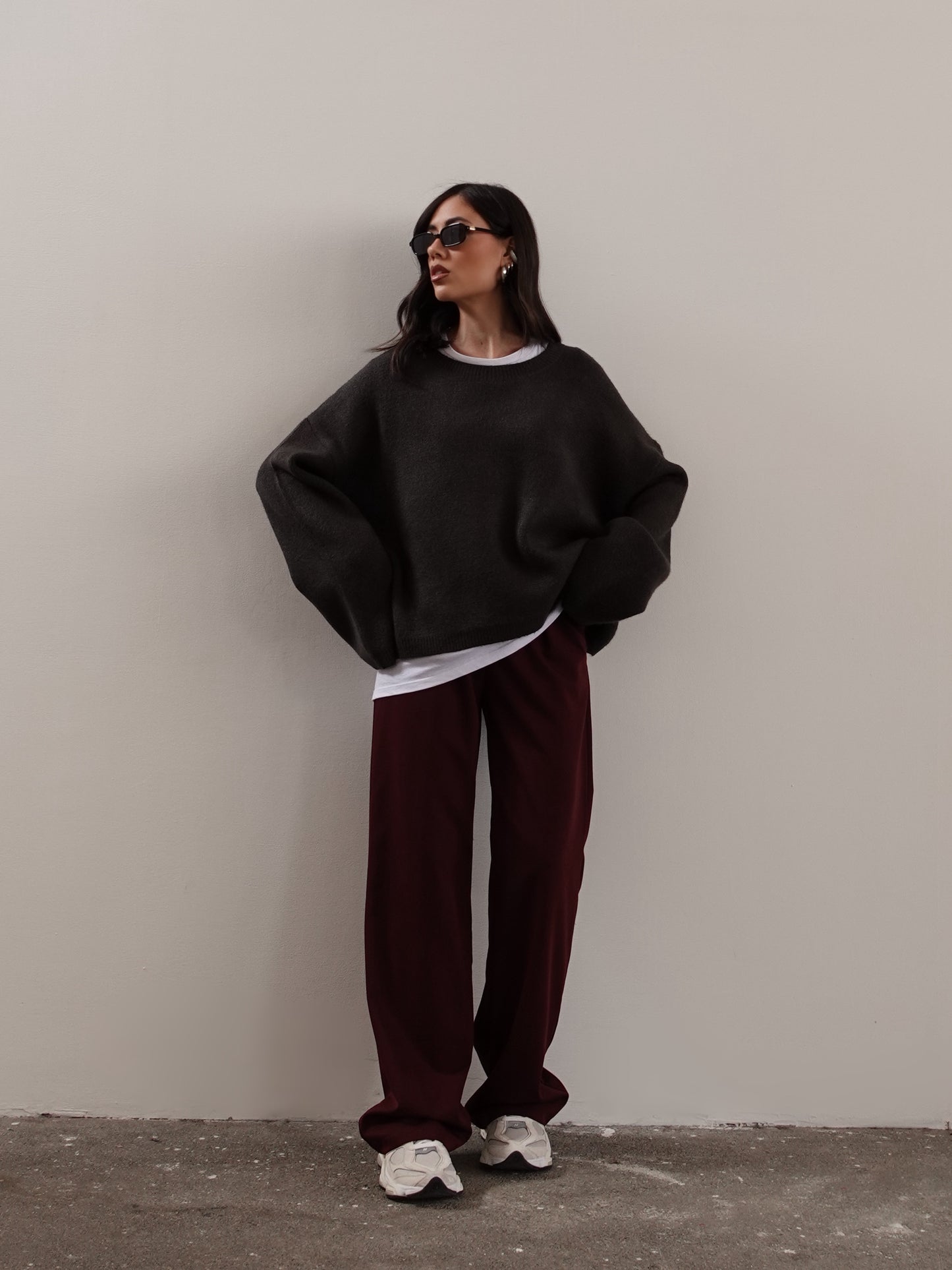 PANTALONI WIDE LEG - BURGUNDY 10035