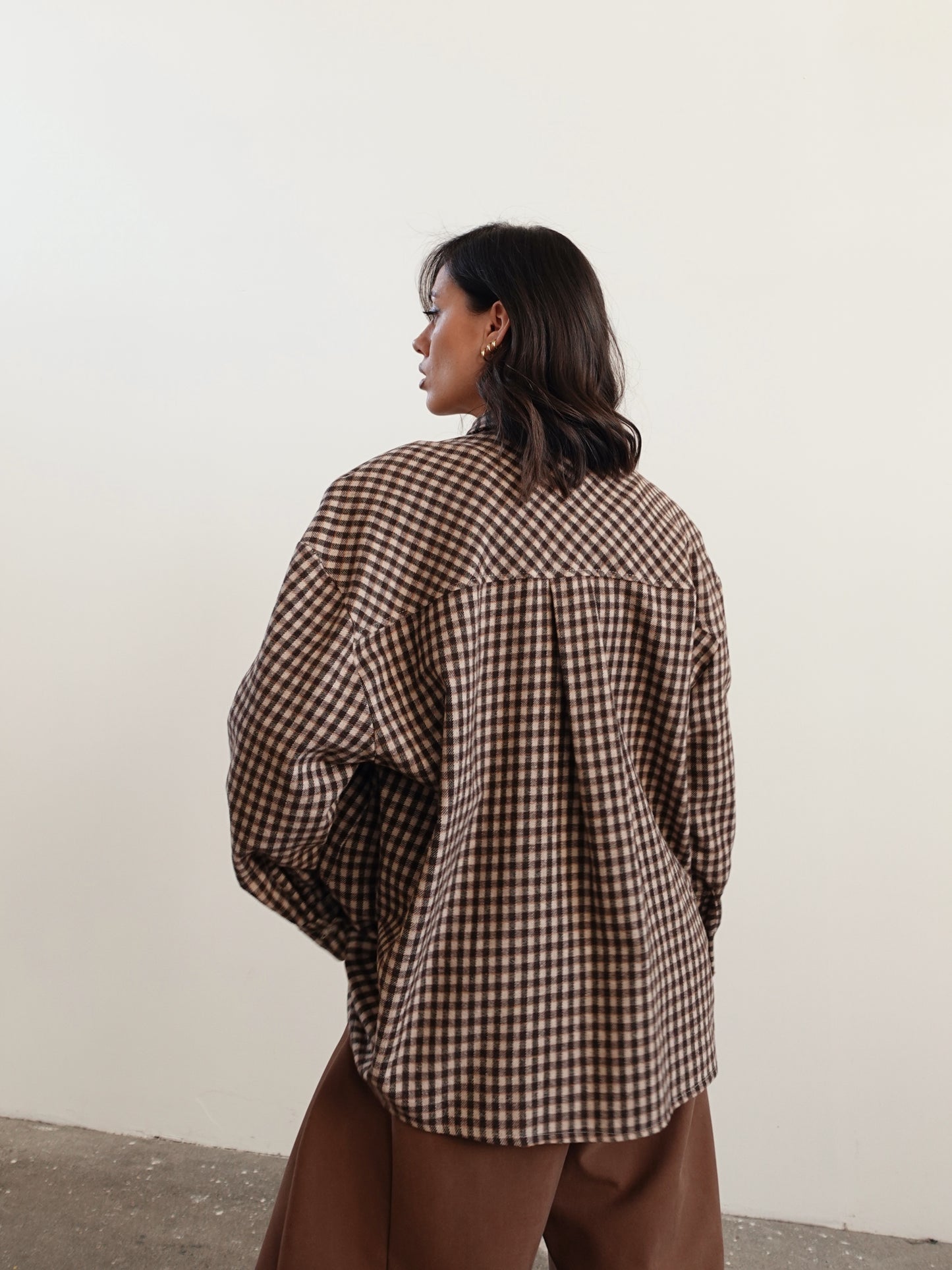 CAMICIA IN FLANELLA A QUADRETTI CON SPALLINE - MARRONE/BEIGE 2636