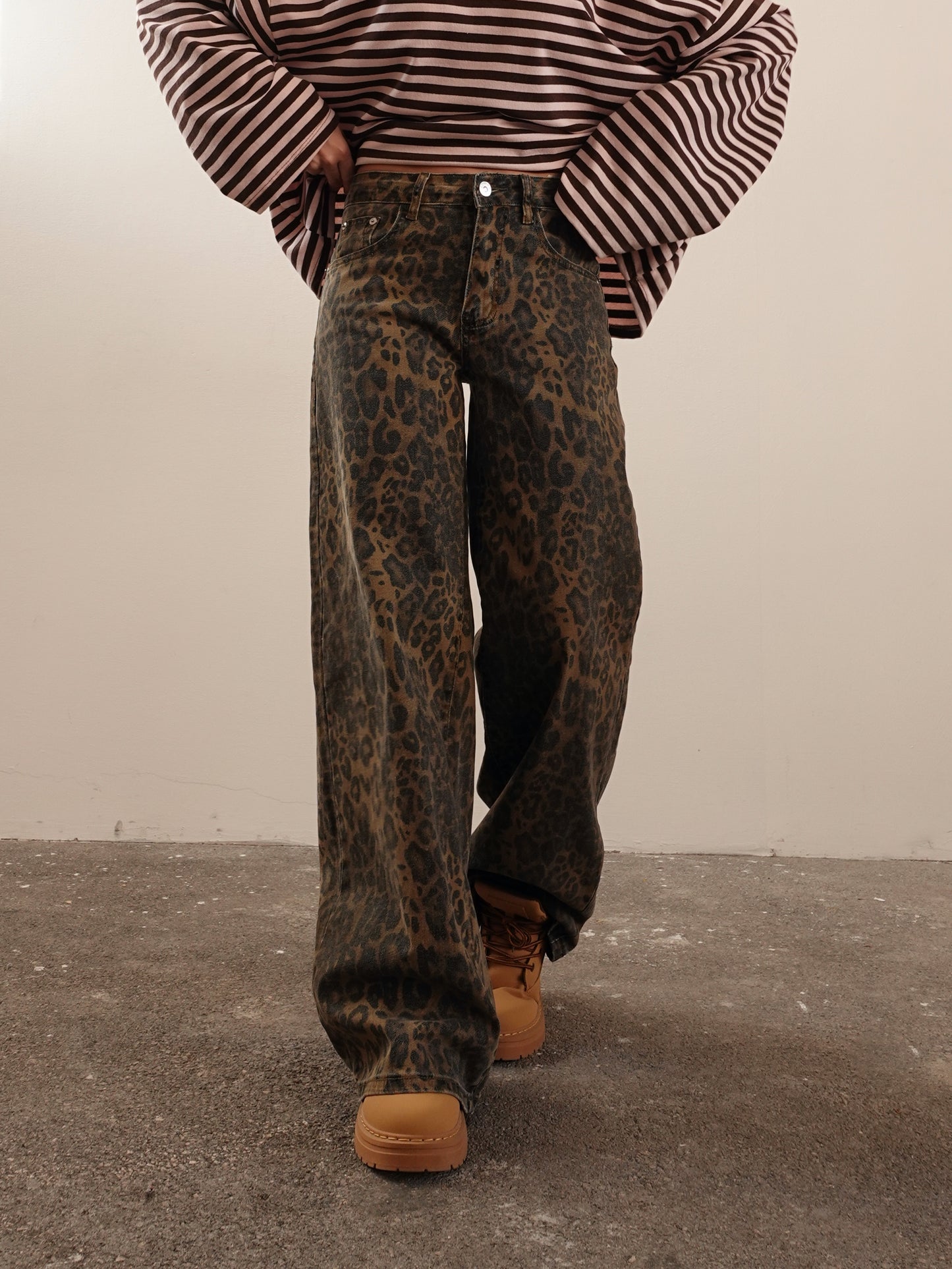 JEANS ANIMALIER WASHED OUT - LEOPARDATO 22093