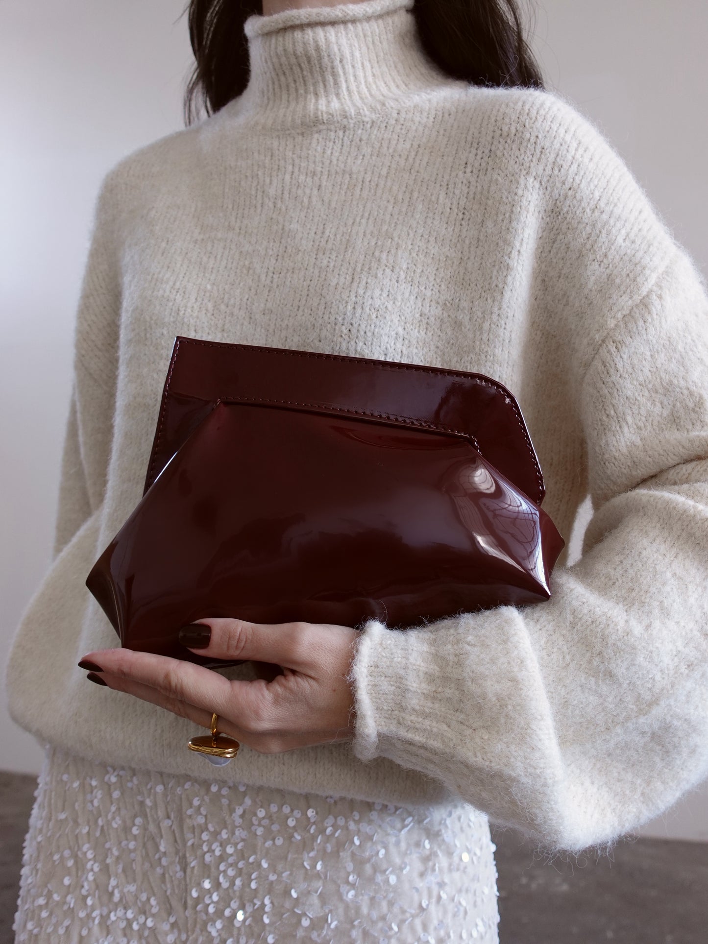 CLUTCH VENUS PAINTED - BURGUNDY