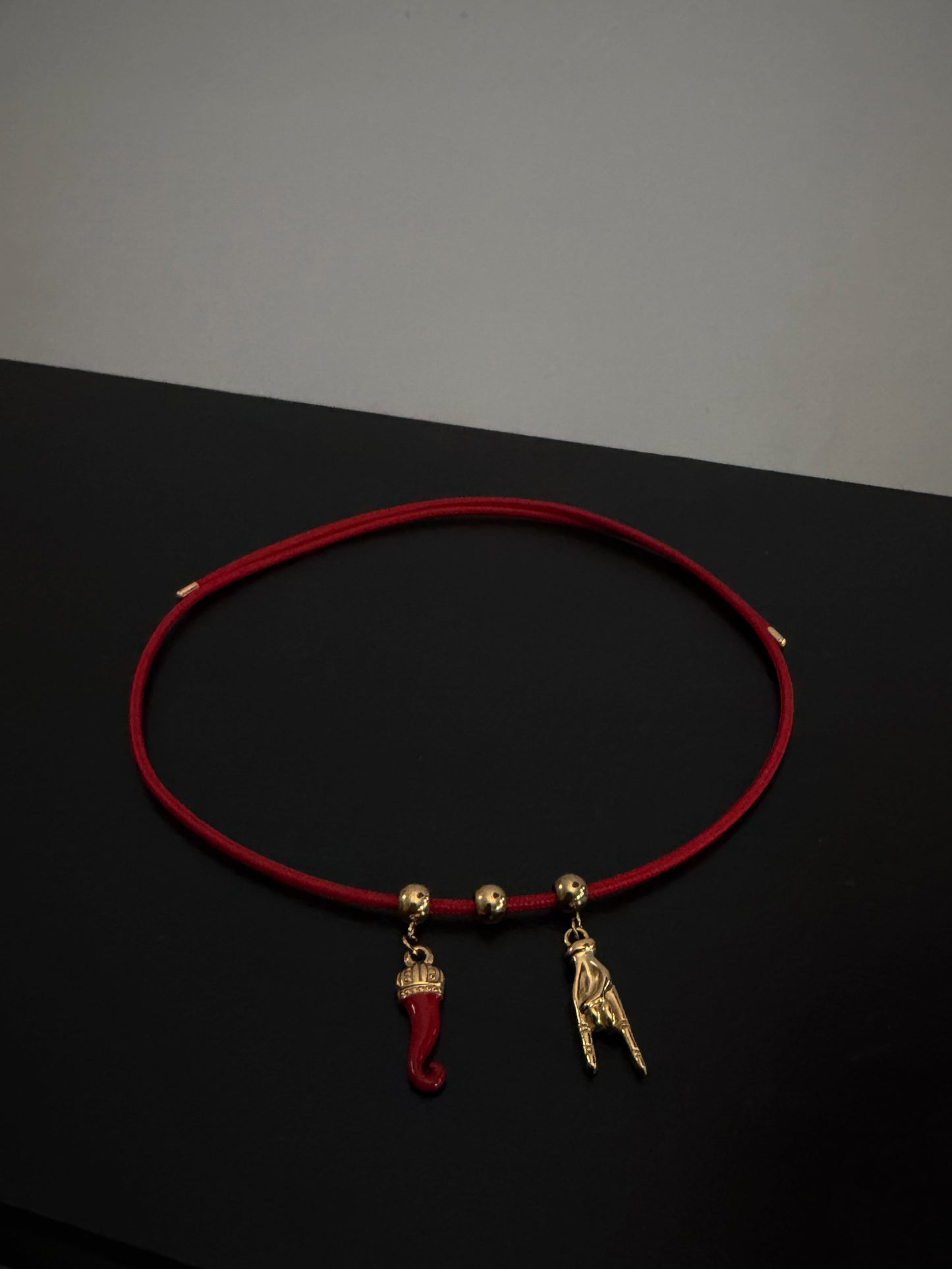CHOKER GOOD LUCK - ROSSO/ORO