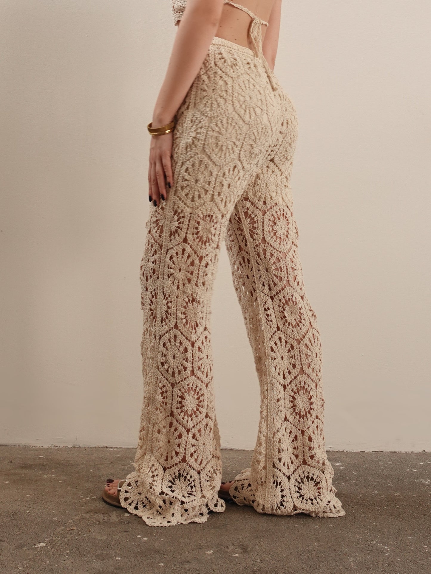 PANTALONI CROCHET BALI - BEIGE 28051