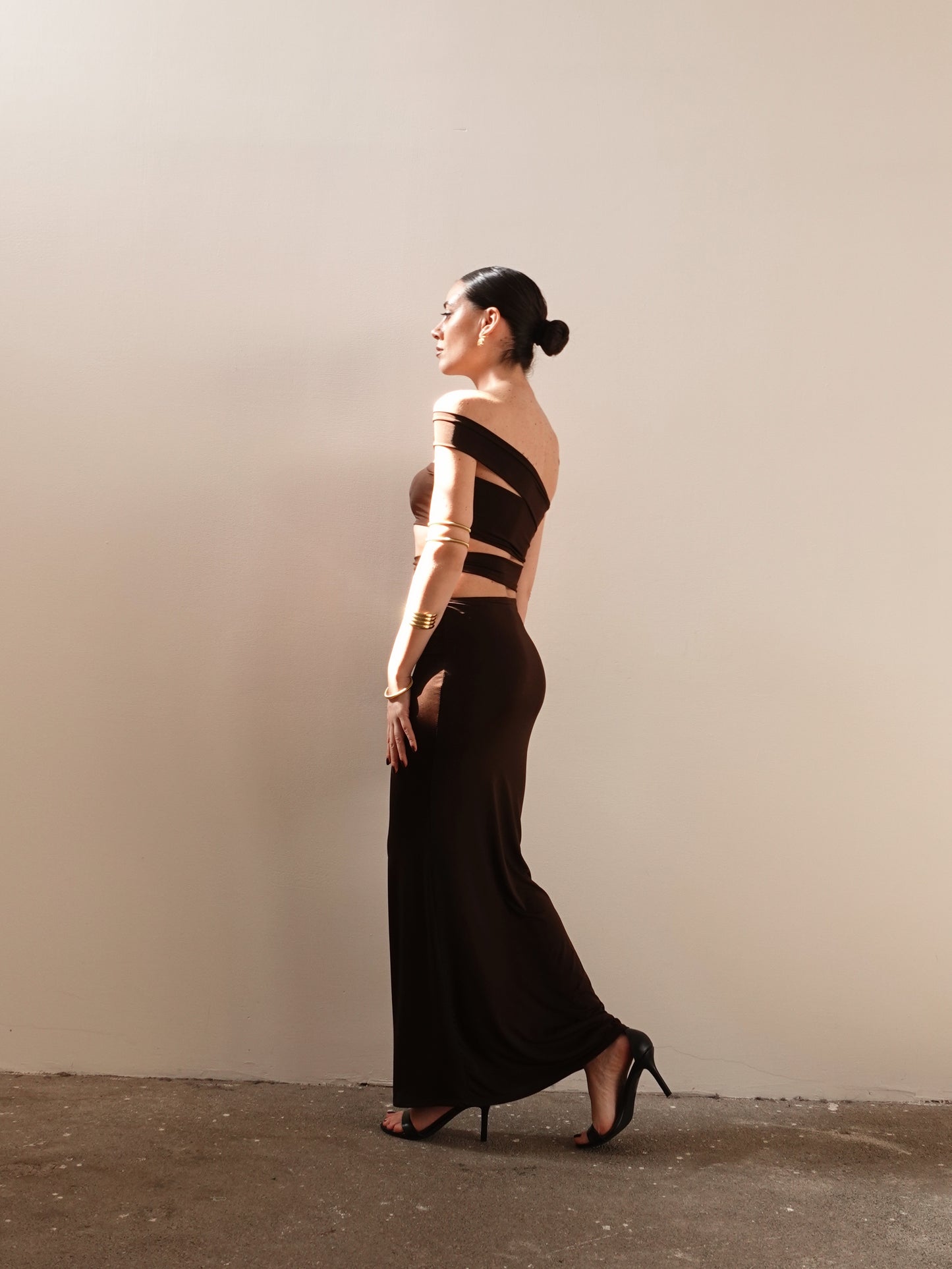 LONG DRESS CUT OUT JULIETTE - MARRONE 1650