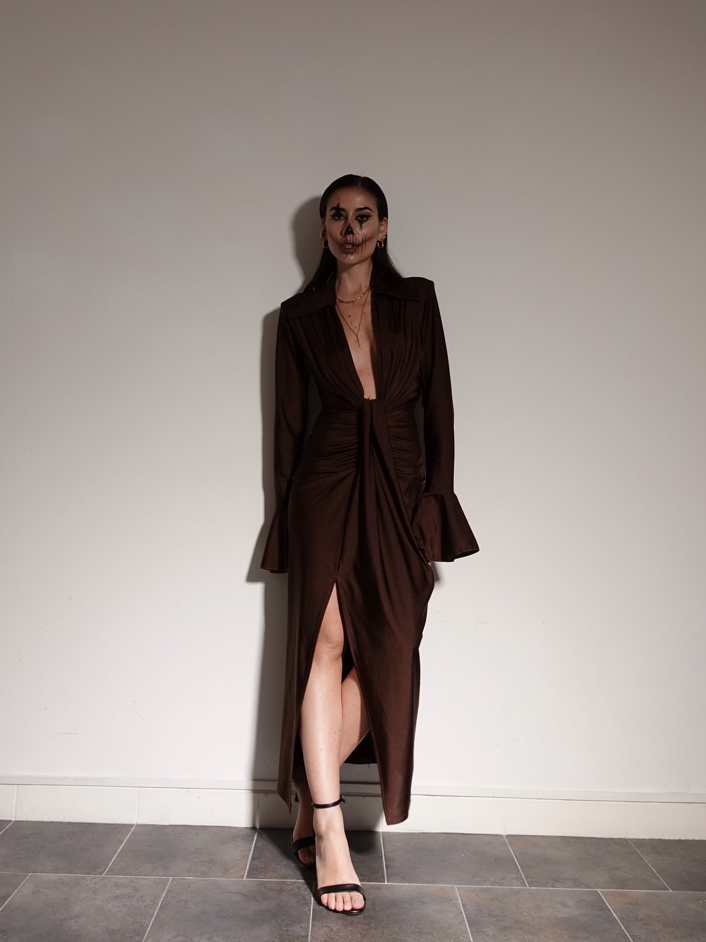 LONG DRESS CRUDELIA - MARRONE 14321