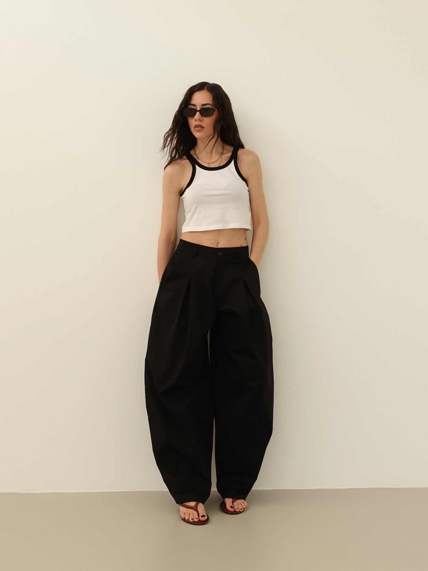PANTALONI BALLOON 100% COTONE - NERO 12651